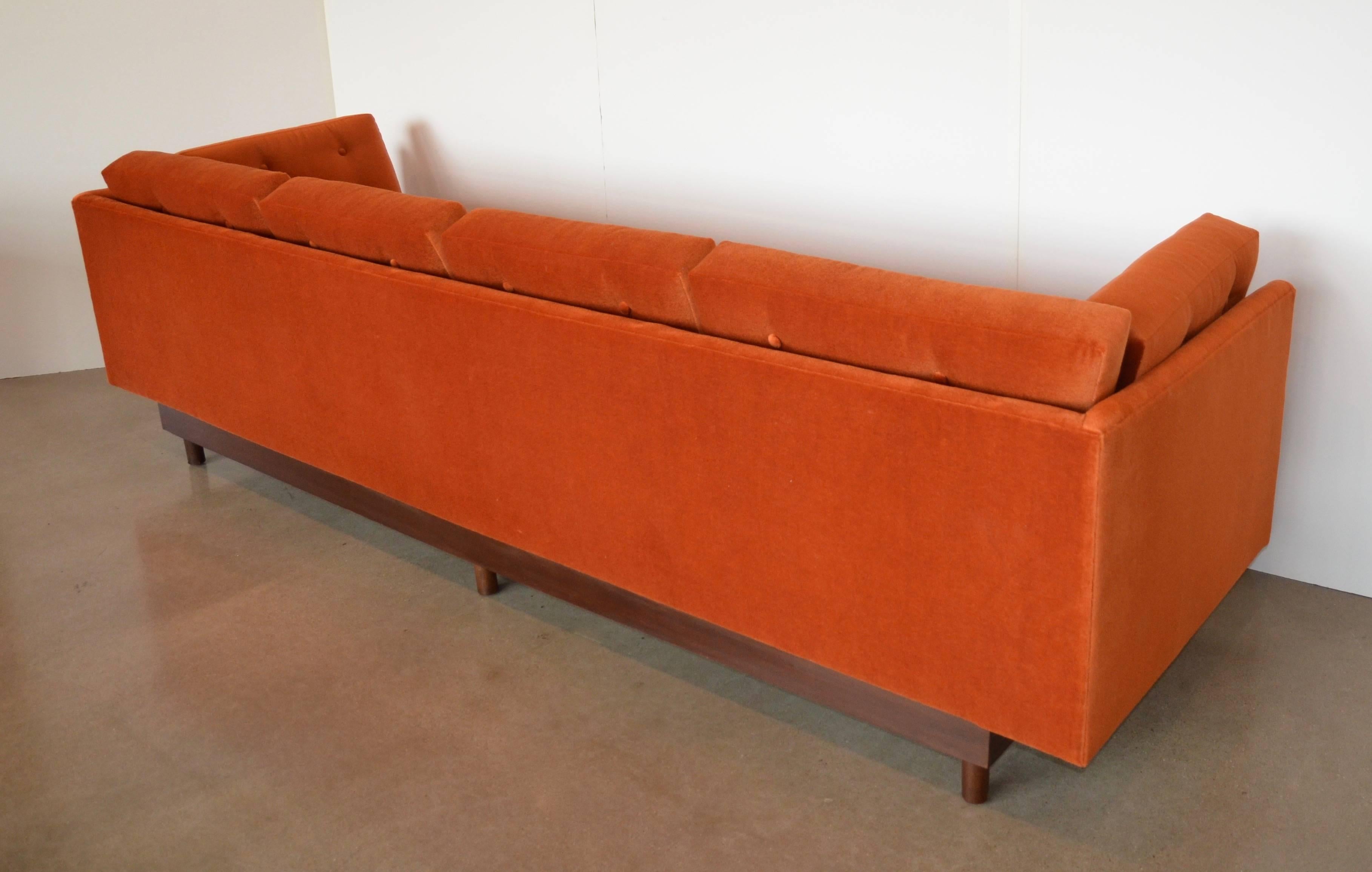 20th Century Mid-Century Wormley Style 4-Seater Sofa in Orange Mohair