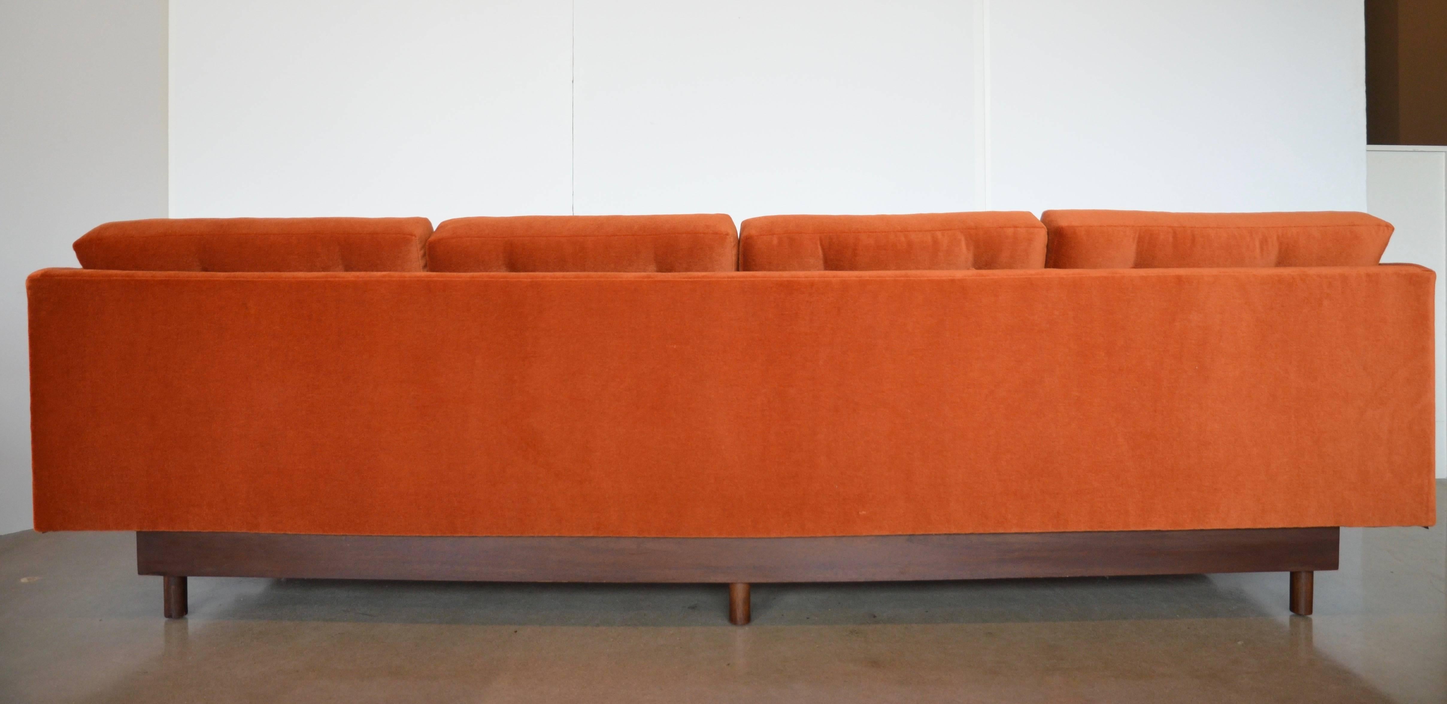 Mid-Century Wormley Style 4-Seater Sofa in Orange Mohair 2