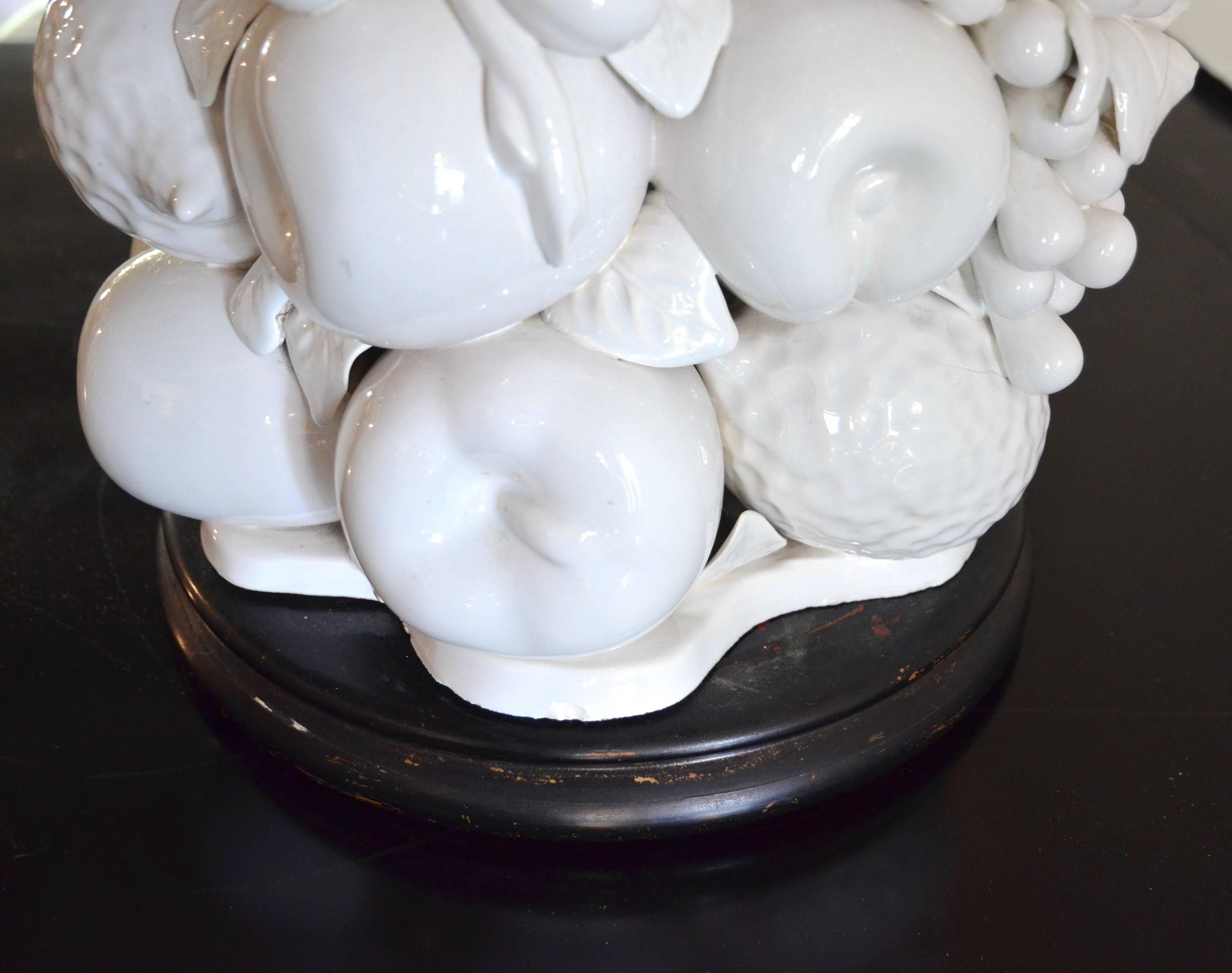 Italian Blanc de Chine Fruit Topiary Table Lamp 1