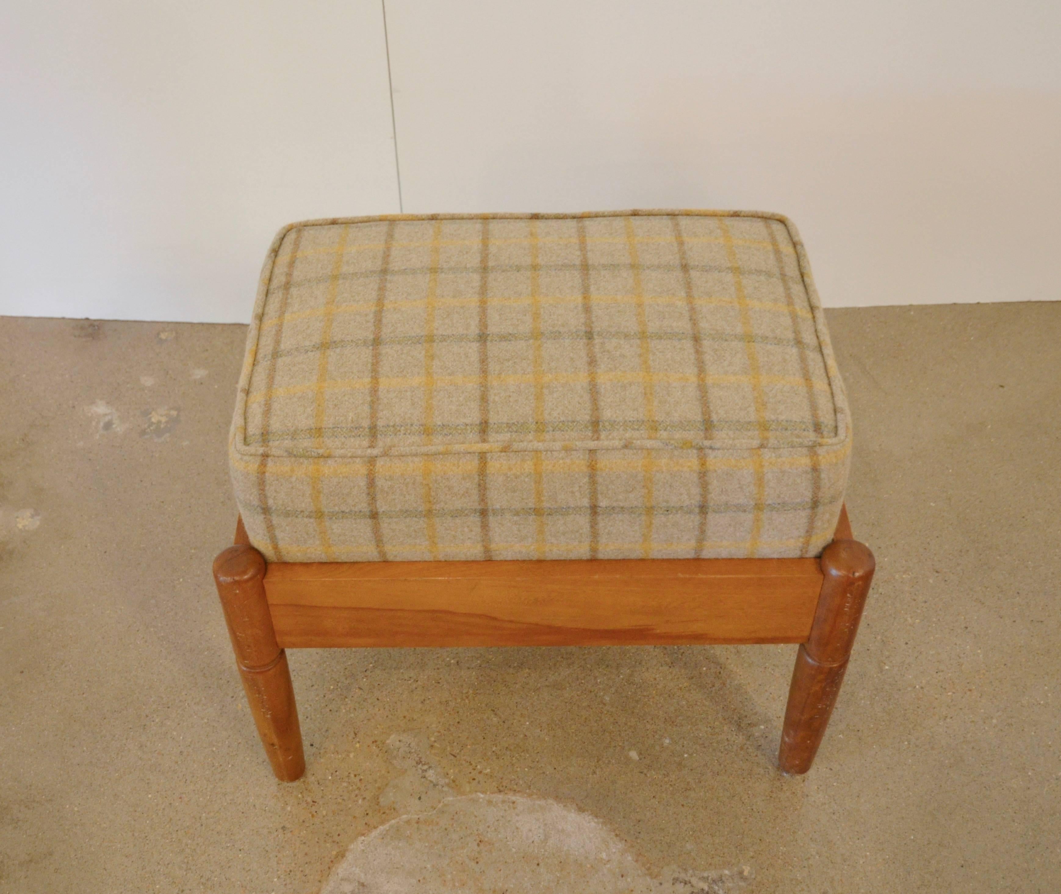 Danish Mid-Century Wood Framed Recliner with Ottoman 2