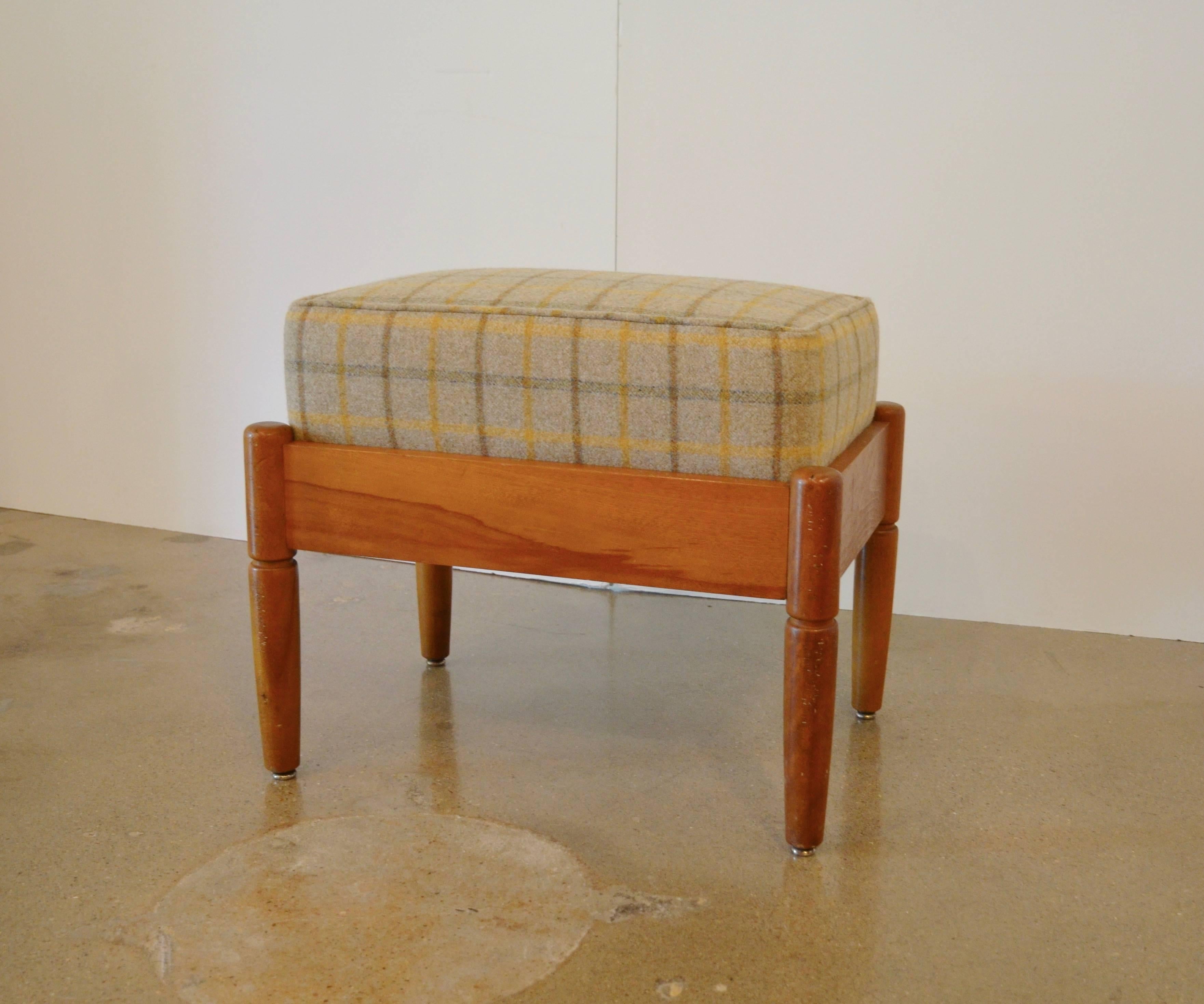 Danish Mid-Century Wood Framed Recliner with Ottoman 3