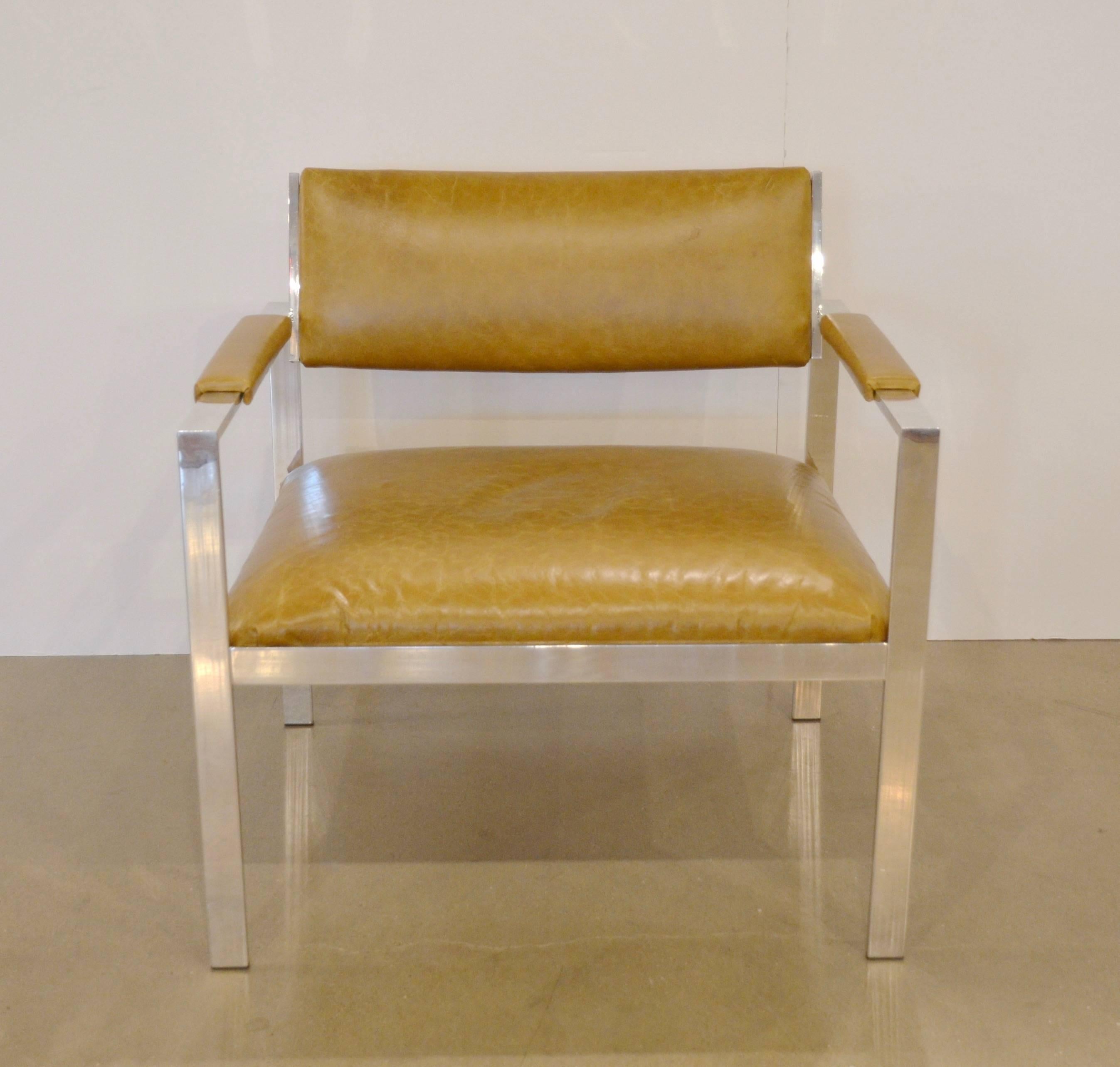 Chrome and Leather Chair with Ottoman, Baughman / Probber Style, circa 1970 2