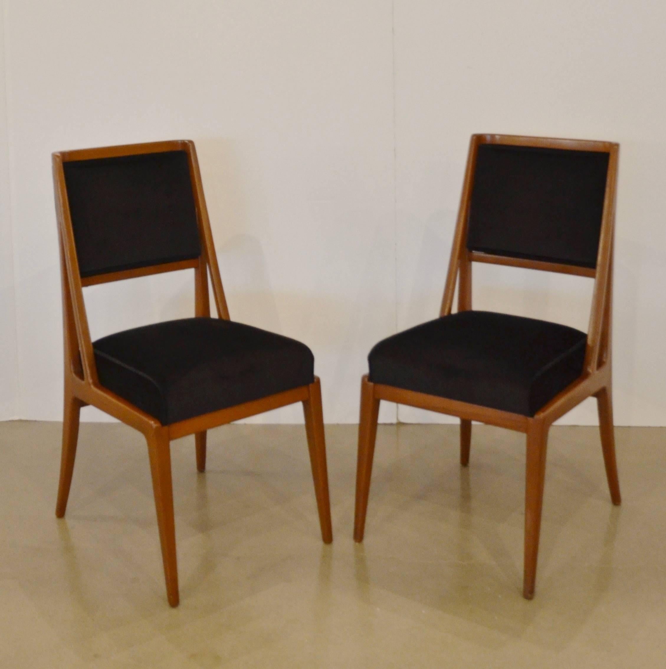 American Mid-Century Walnut Dining Chairs, Bertha Schaefer, Style of Gio Ponti, Set of 8