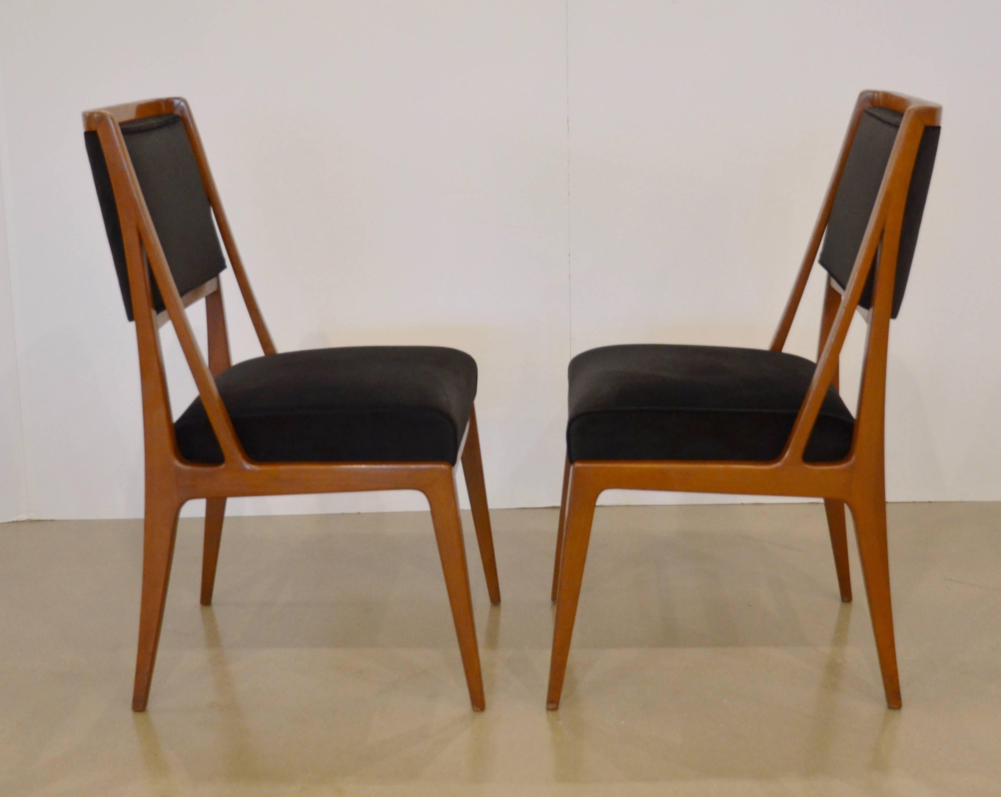 Mid-Century Walnut Dining Chairs, Bertha Schaefer, Style of Gio Ponti, Set of 8 1