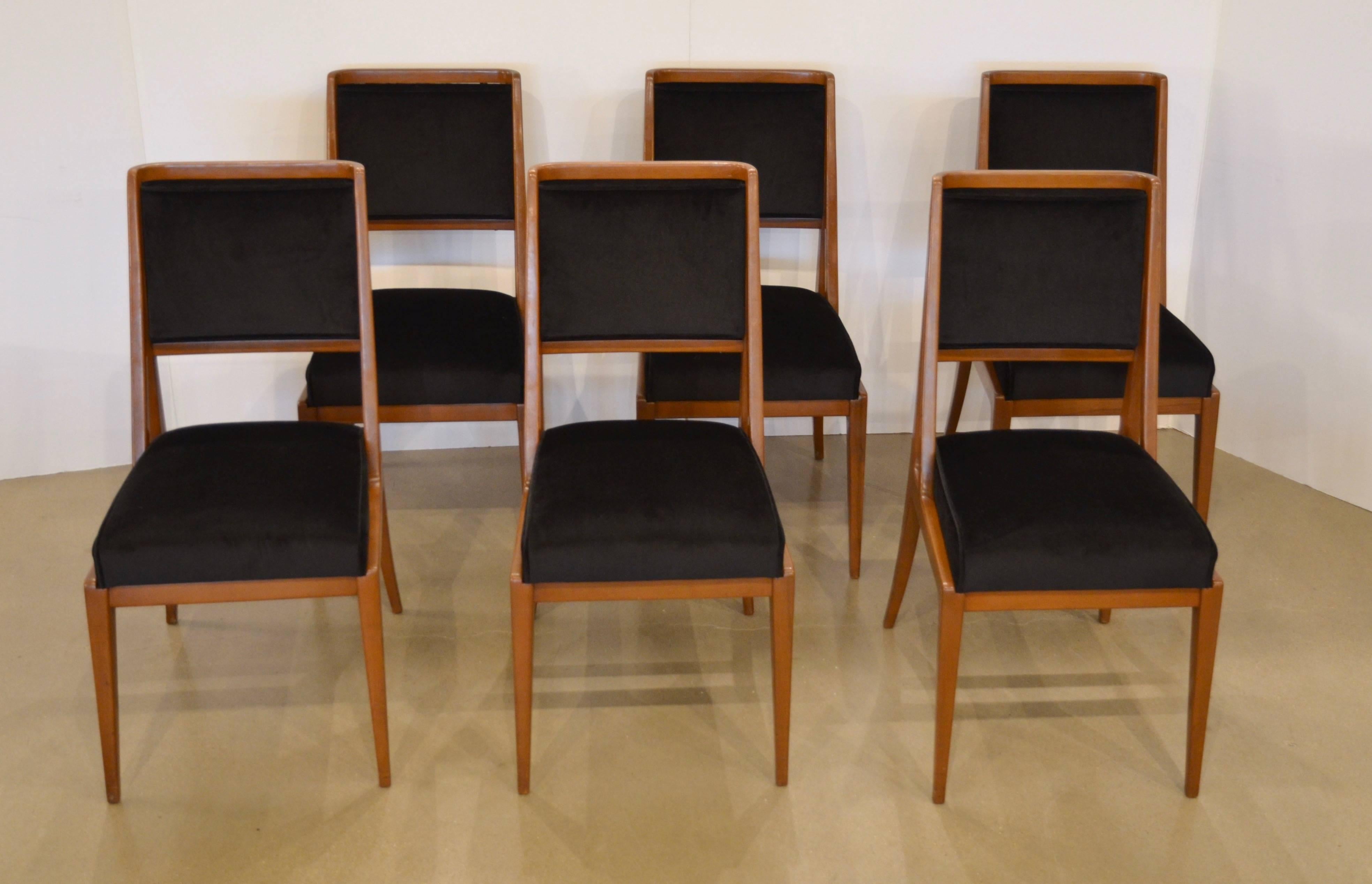 Mid-Century Modern Mid-Century Walnut Dining Chairs, Bertha Schaefer, Style of Gio Ponti, Set of 8