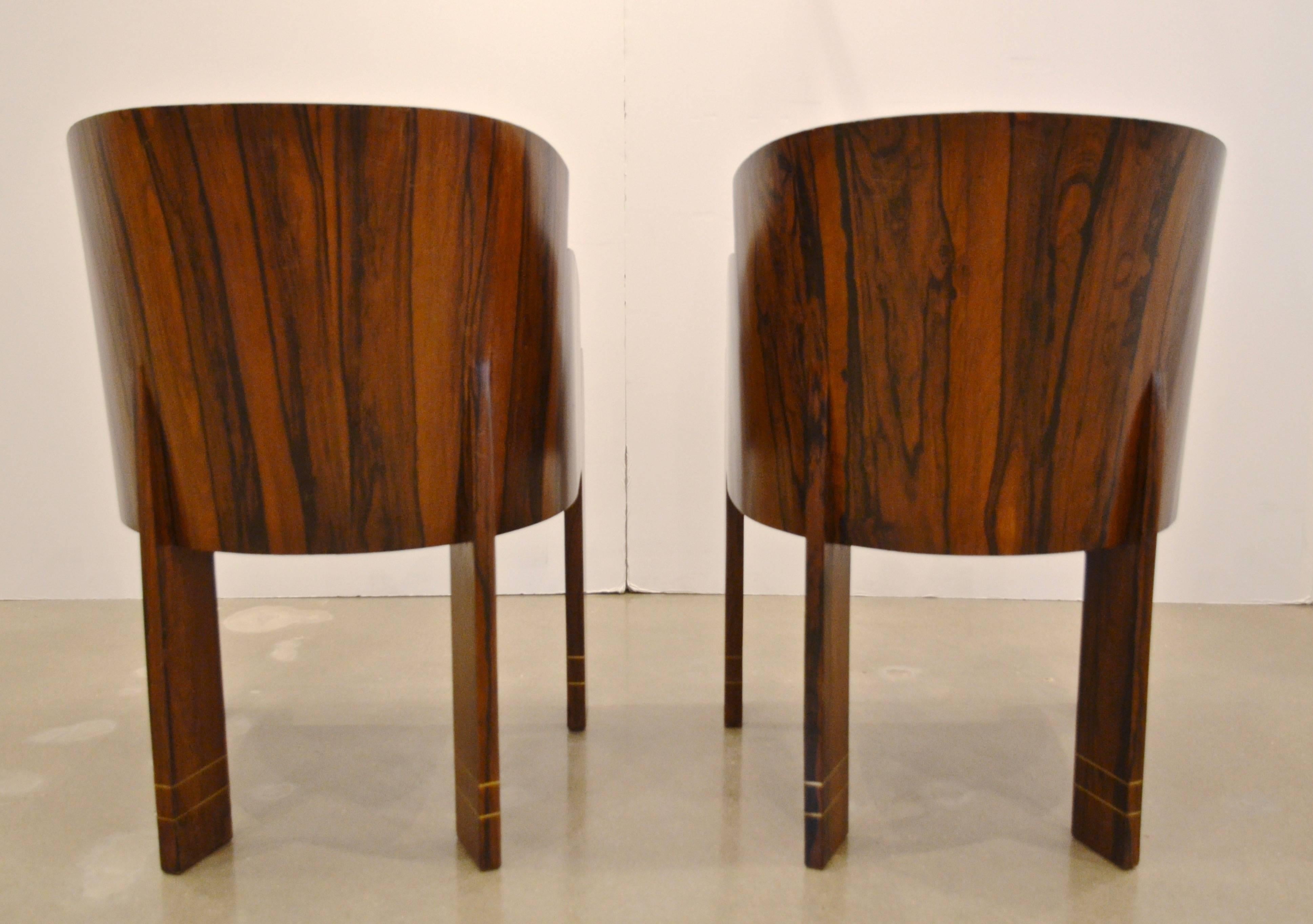 Pair of Art Deco Rosewood Barrel Back Tub Chairs, France, 1940 1