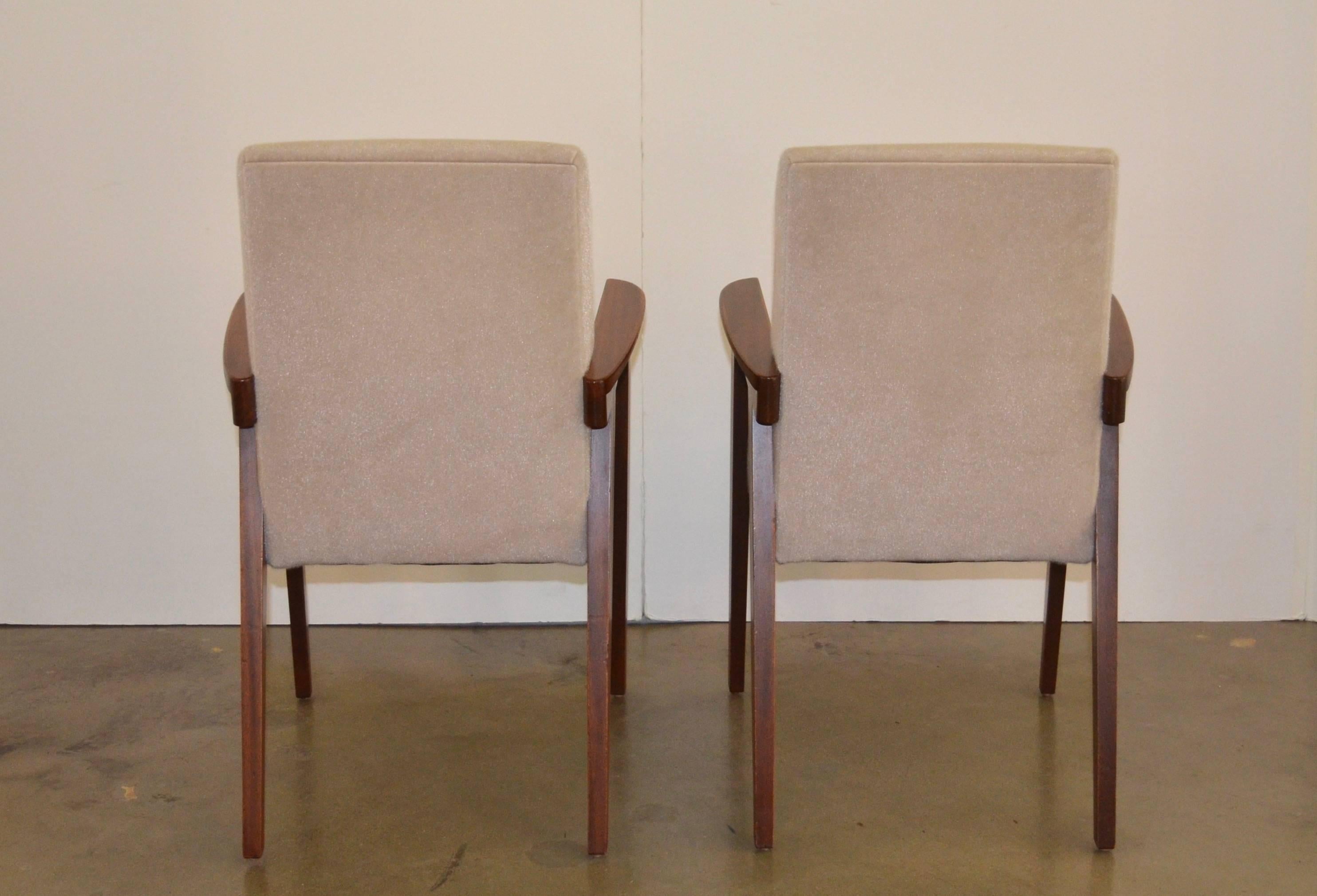 French Armchairs in Mohair, Manner of Pierre Jeanneret 2