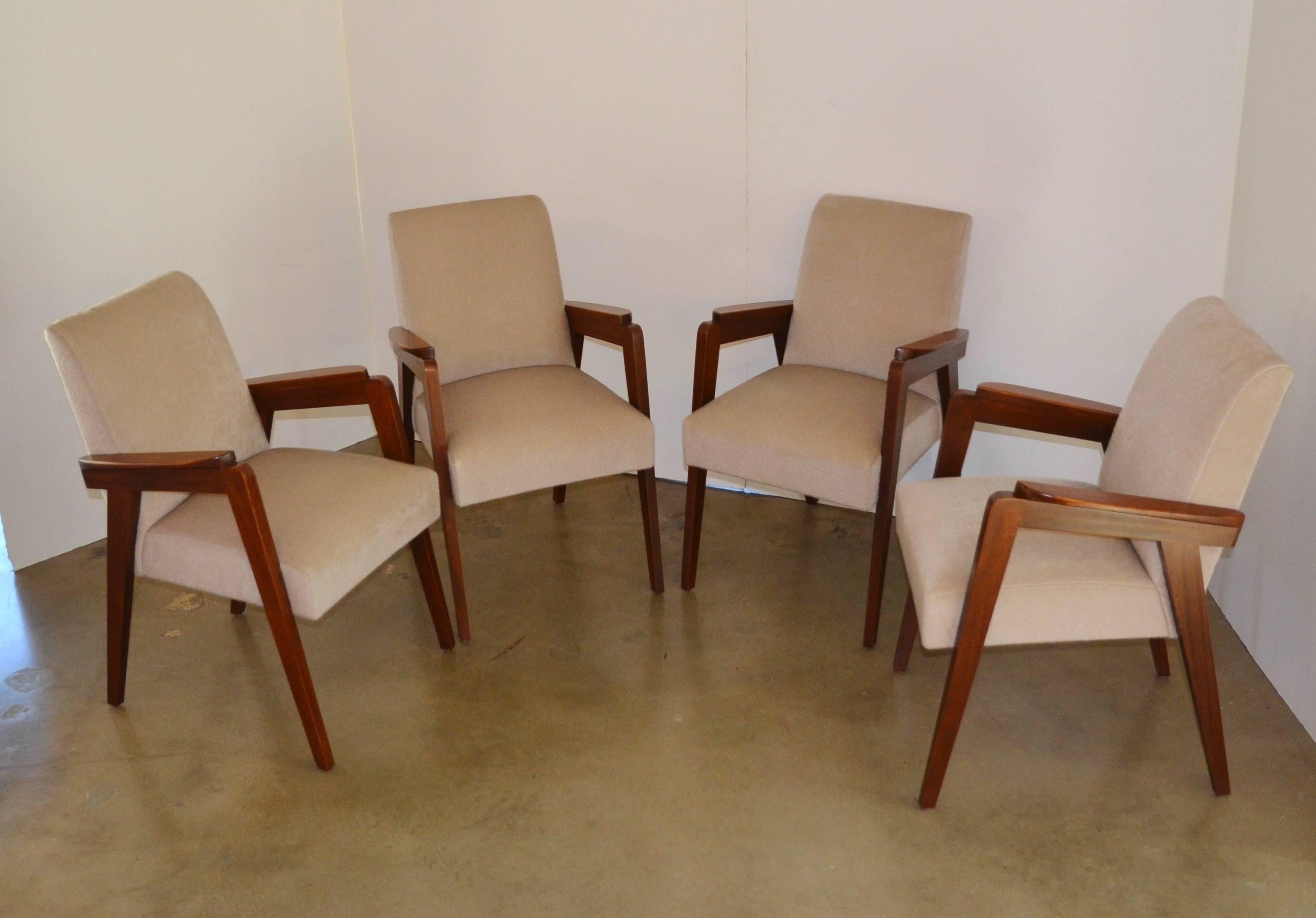 French Armchairs in Mohair, Manner of Pierre Jeanneret 3