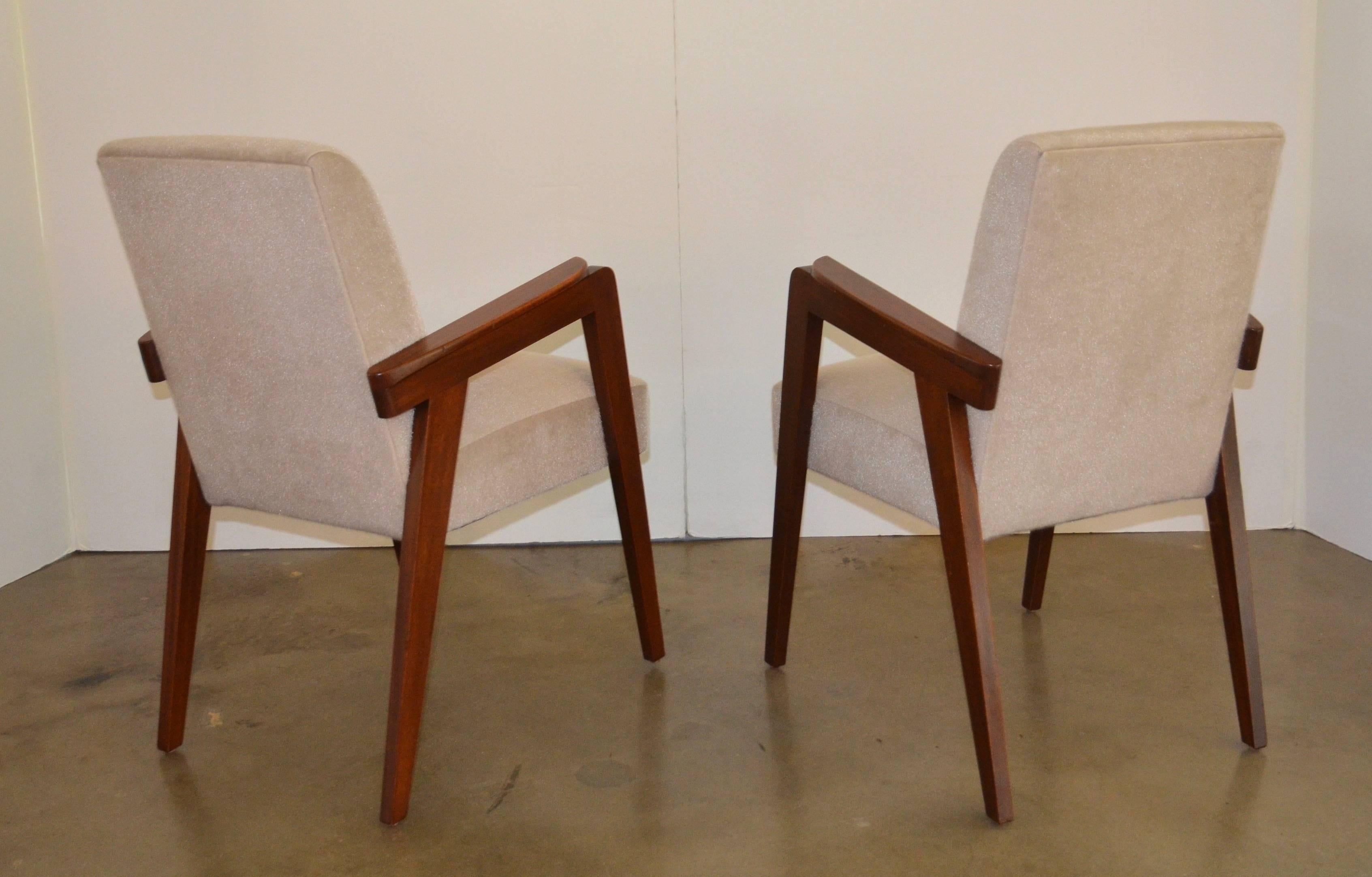 French Armchairs in Mohair, Manner of Pierre Jeanneret 1