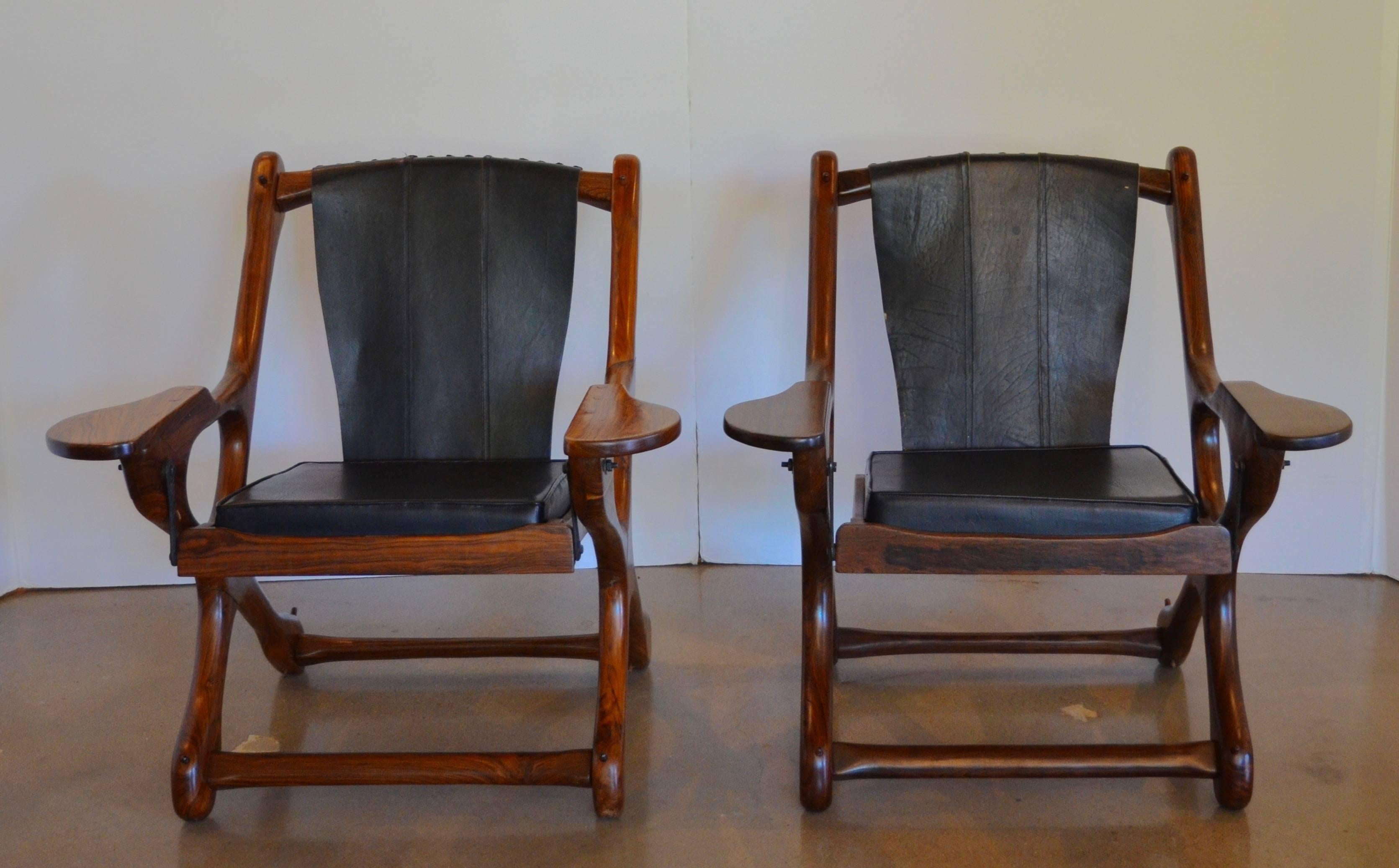 Mexican Pair of Don Shoemaker Sling Chairs with Ottoman, circa 1960