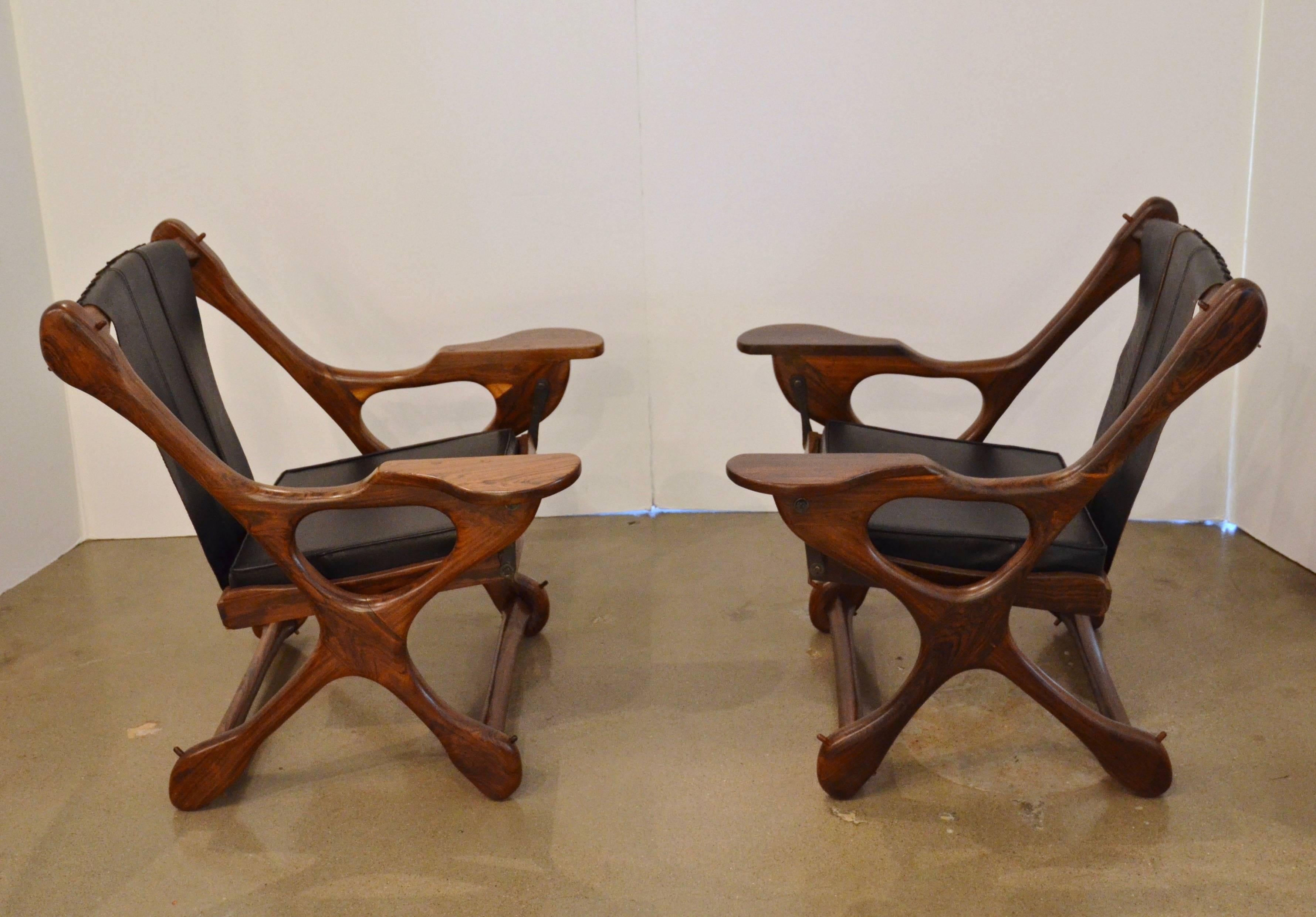 Mid-Century Modern Pair of Don Shoemaker Sling Chairs with Ottoman, circa 1960