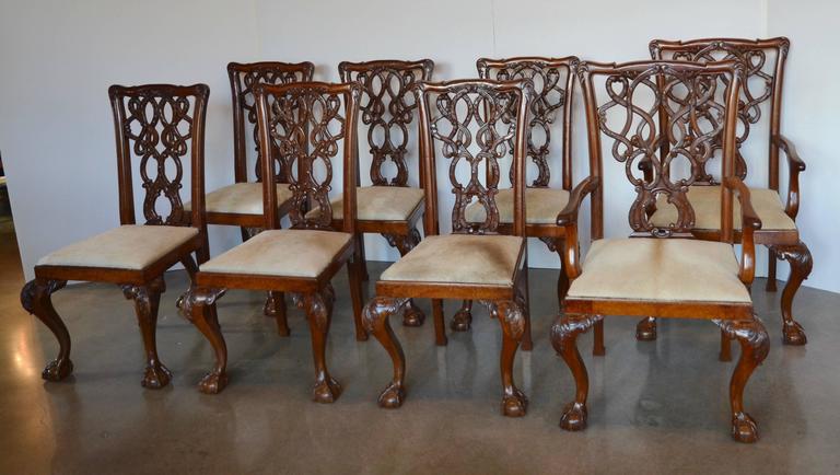 English Mahogany Chippendale Dining Chairs In Cowhide For At British English Mahogany Chippendale Dining Chairs In Cowhide For