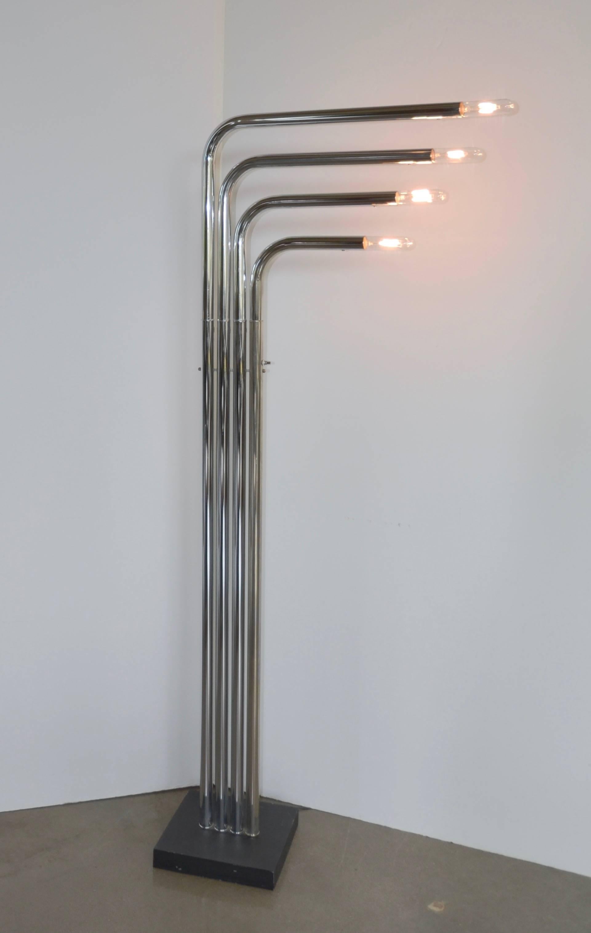 Late 20th Century Pair of Articulated Chrome Reggiani Floor Lamps, Italian, circa 1970