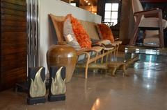 Mid-Century Modern Ward Bennett, Brass and Cast Iron, Flame Andirons, 1950s