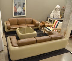 William Andrus Sofas and Table Set of Lucite, Leather and Fiberglass, 1970s