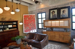 Harold Schwartz for Romweber Burled Sideboard with Shoji Upper Cabinet, 1950s