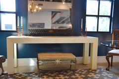 Large Goatskin Parchment Parsons Console Table