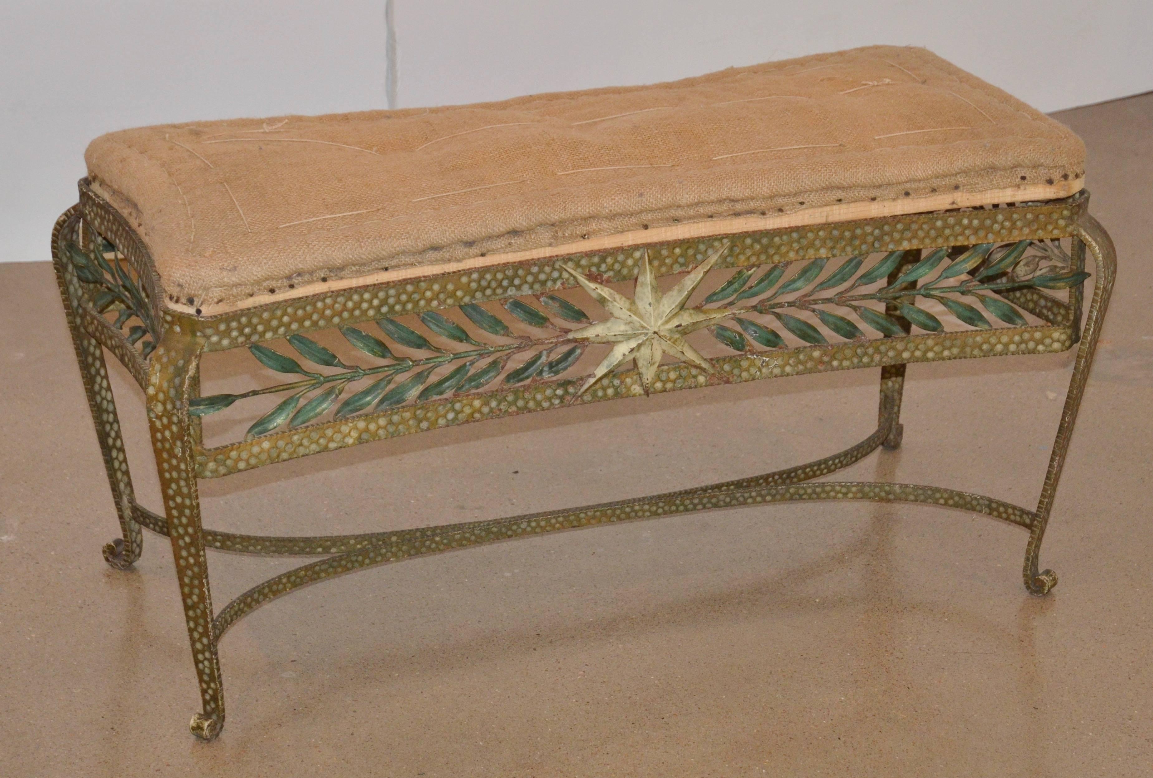 Forged and Gilt Bench, Pierluigi Colli for Cristal Art, Italy, 1950 1
