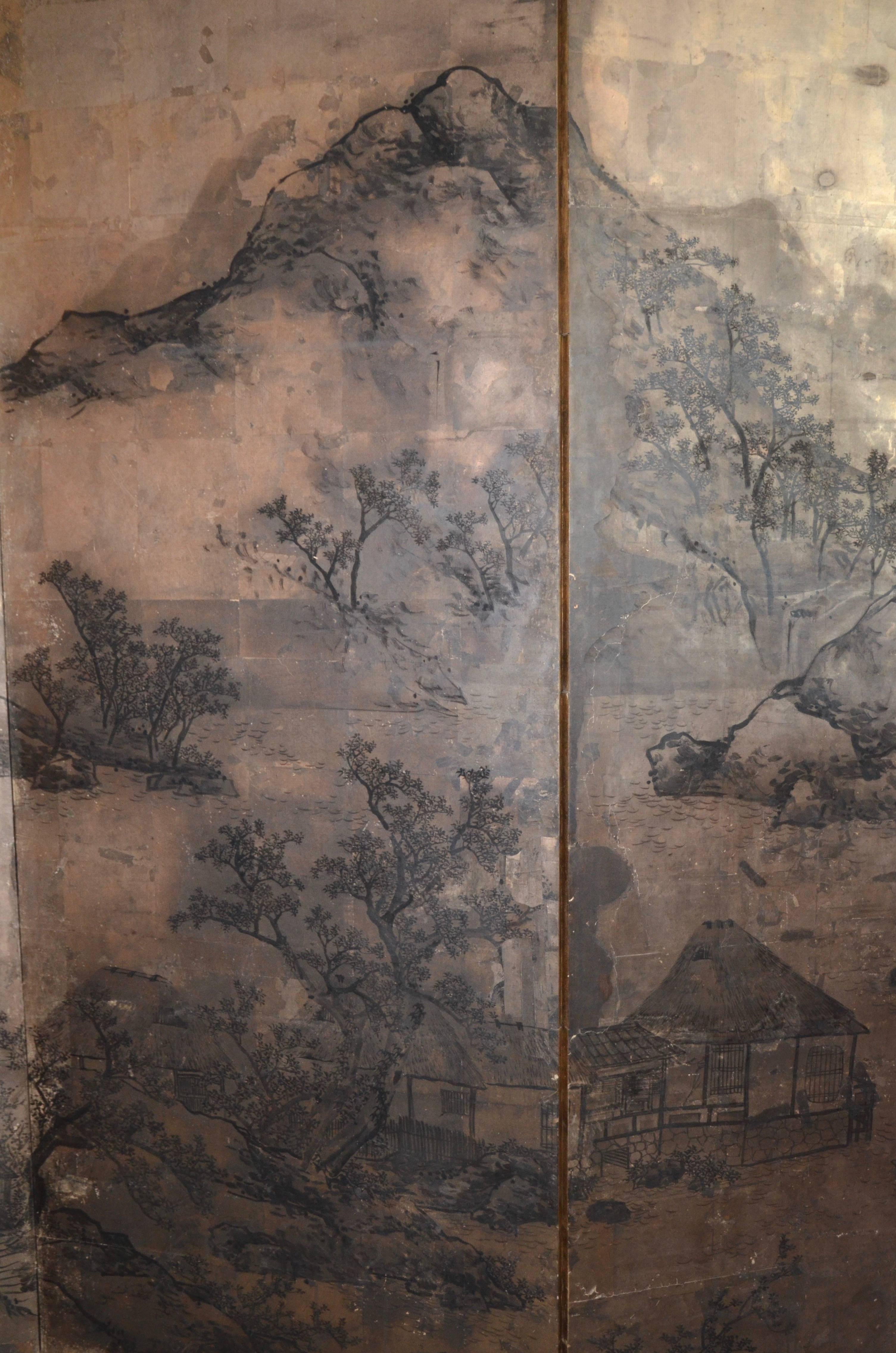 Antique Japanese Six-Panel Screen, 19th Century 1