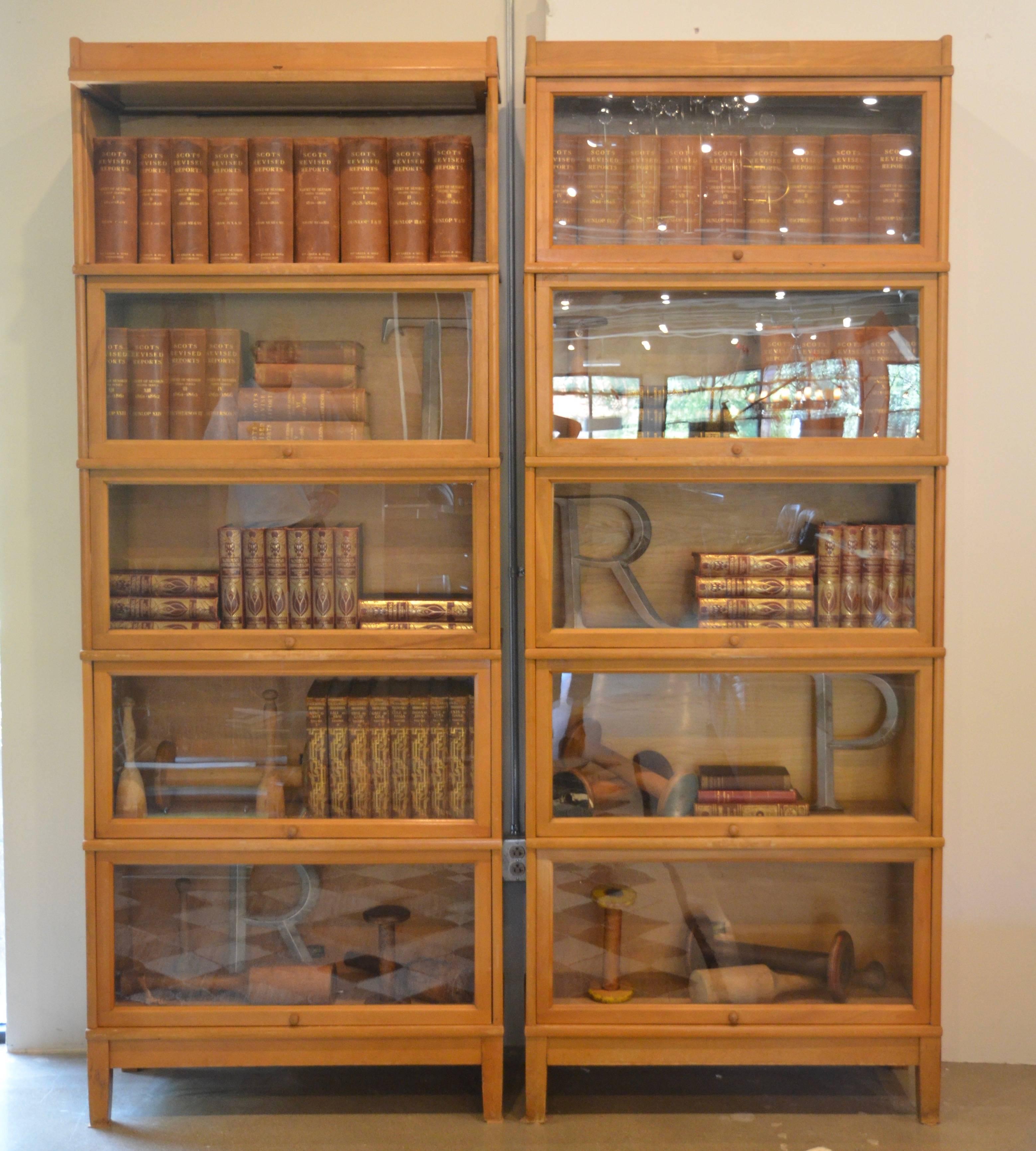 Mid-20th Century Barrister's Bookcase in Maple and Glass by Hale, 1950