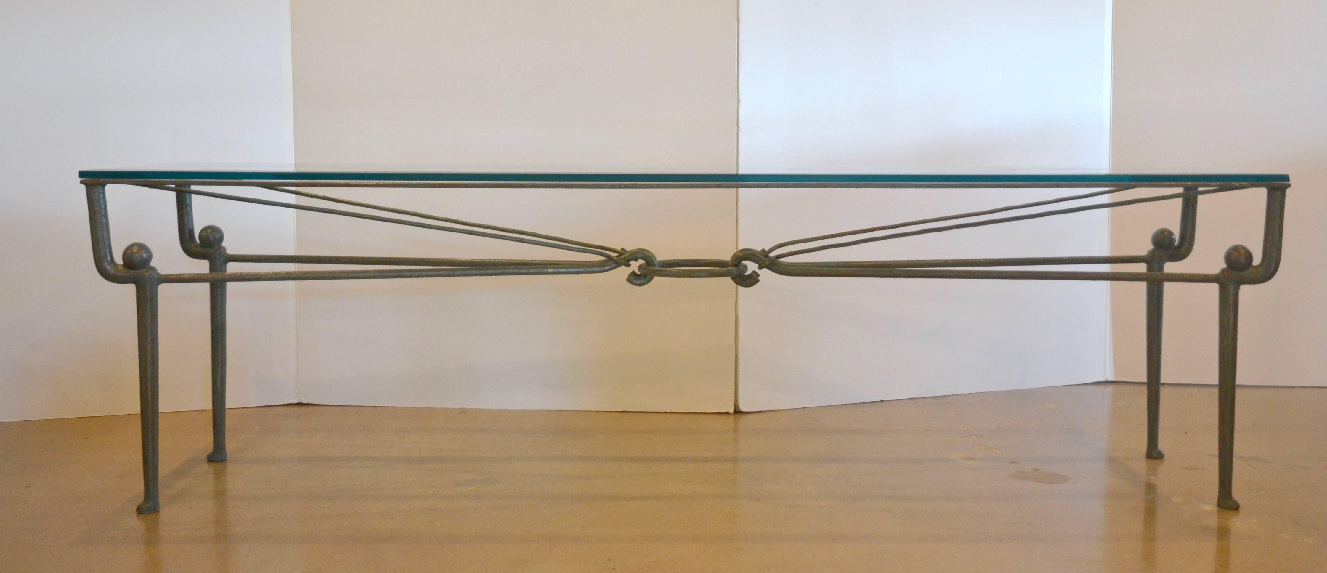 iron console table with glass top