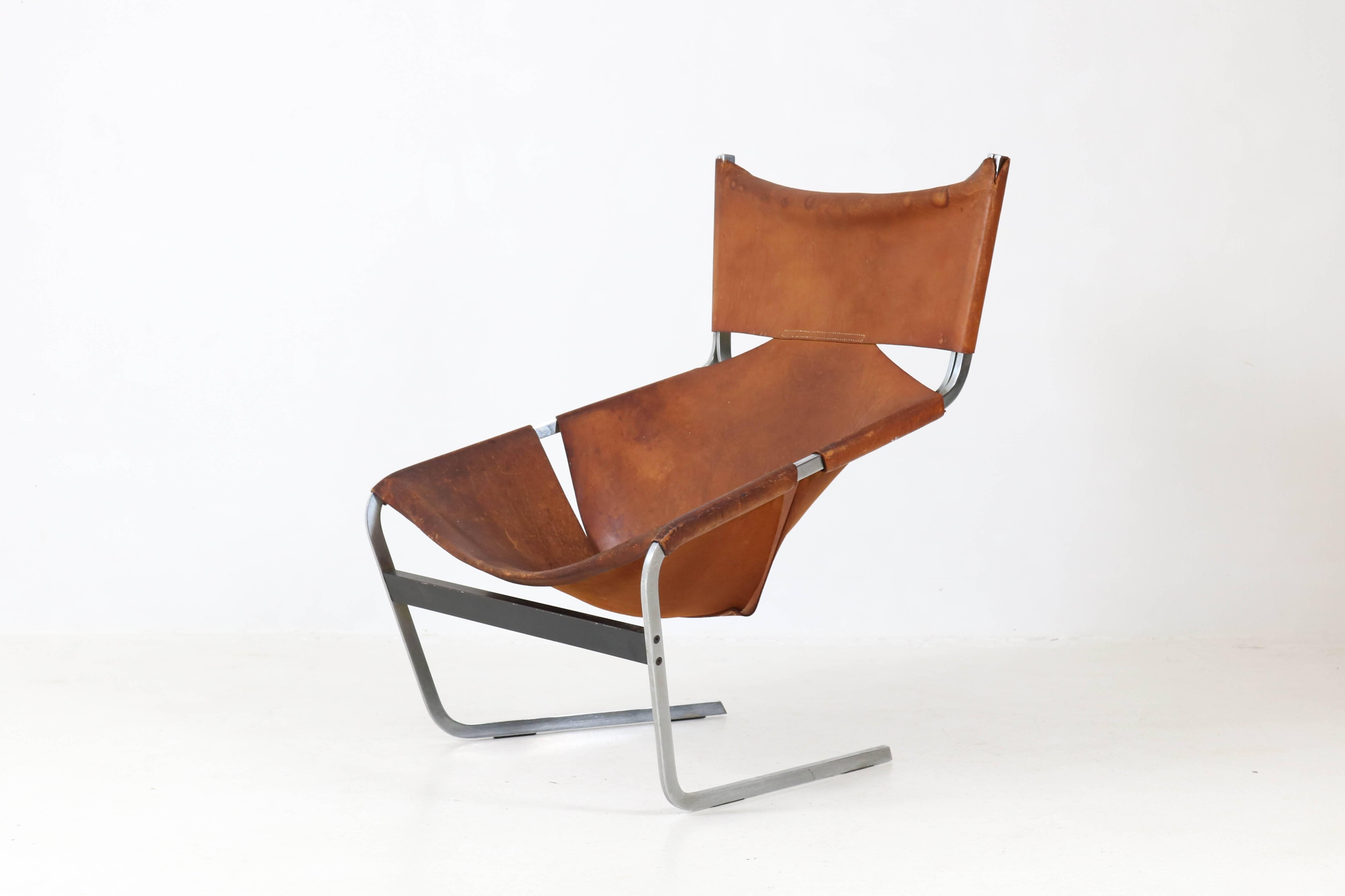 Leather Mid-Century Modern F-444 Lounge Chair by Pierre Paulin for Artifort, 1960s