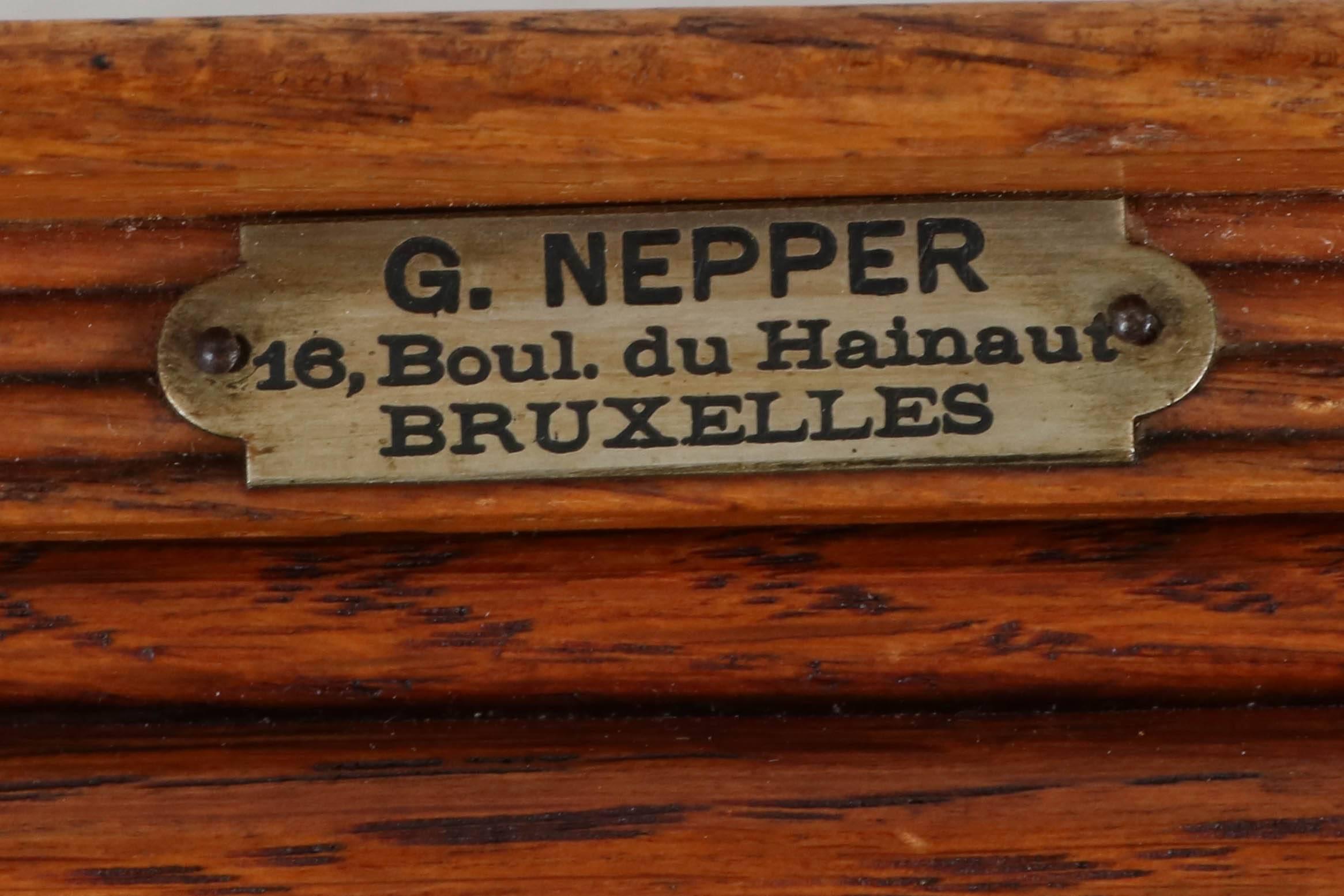 Miniature Oak Art Nouveau File Cabinet by G.Nepper Bruxelles, 1900s 3