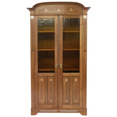 Oak Dutch Art Nouveau Bookcase with Impressive Inlay