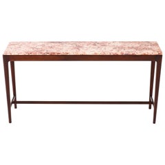 Danish Mid-Century Modern Mahogany Console Table with Marble Top, 1960s