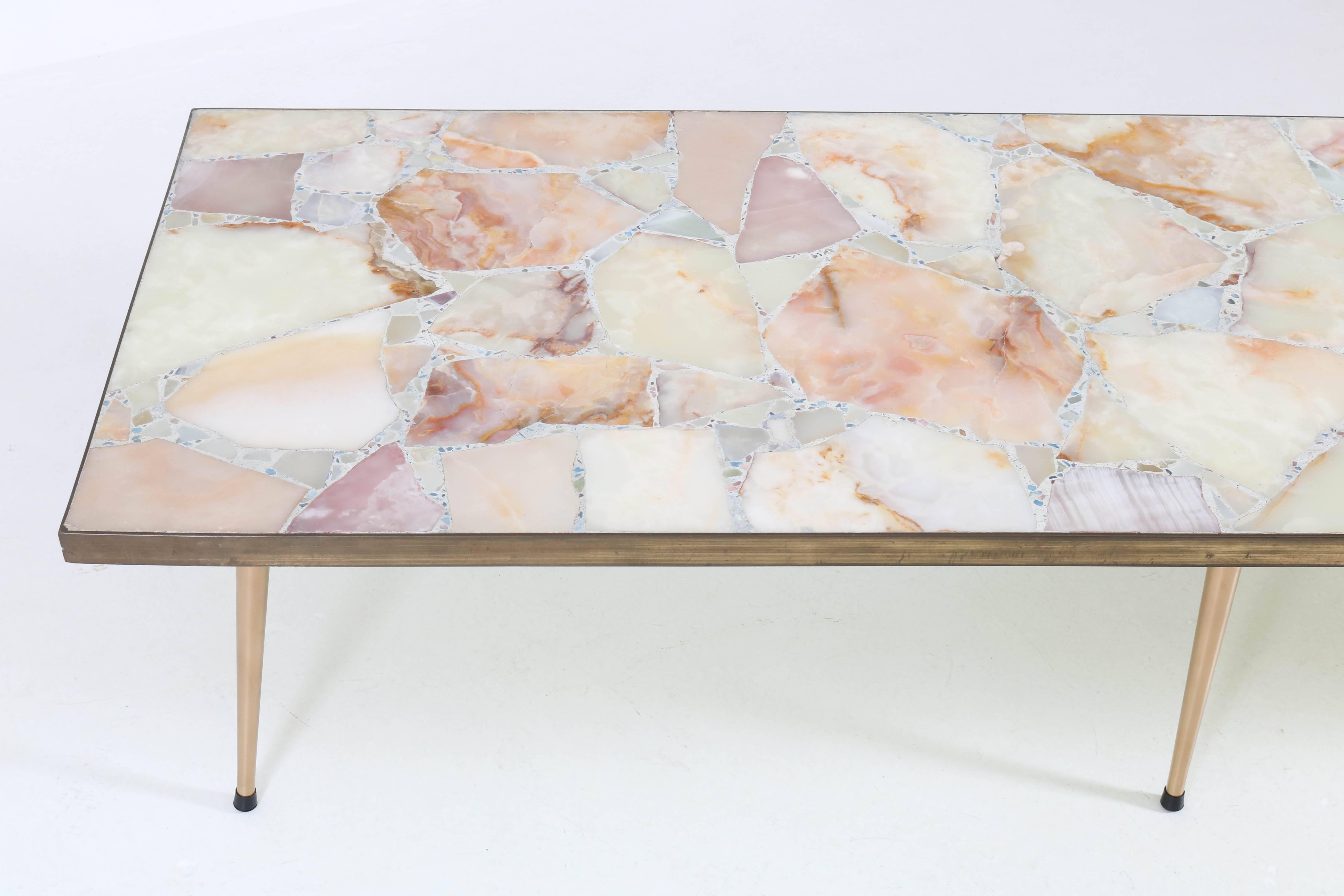 Large Italian Mid-Century Modern Coffee Table with Onyx Top, 1950s 2