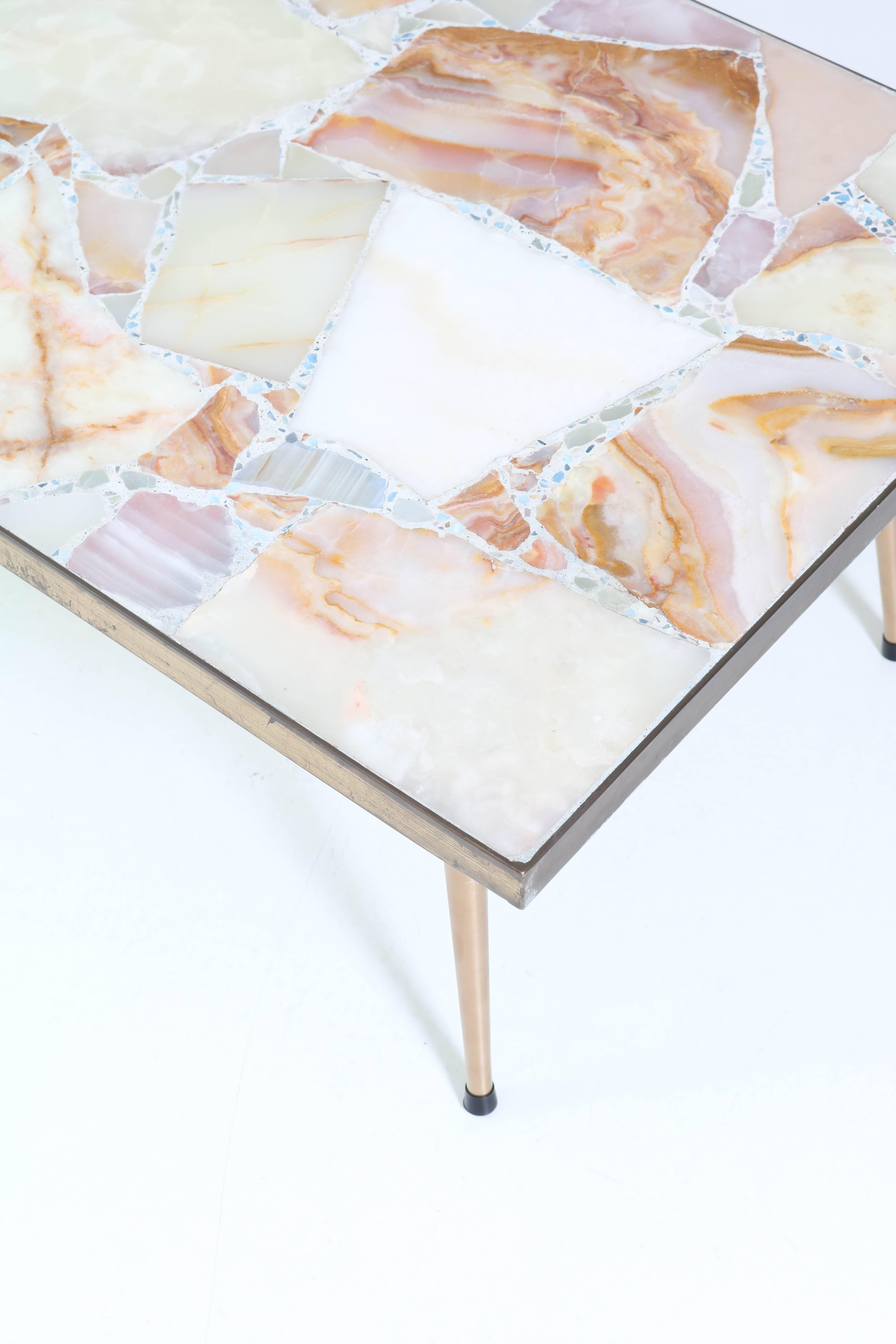 Large Italian Mid-Century Modern Coffee Table with Onyx Top, 1950s 3