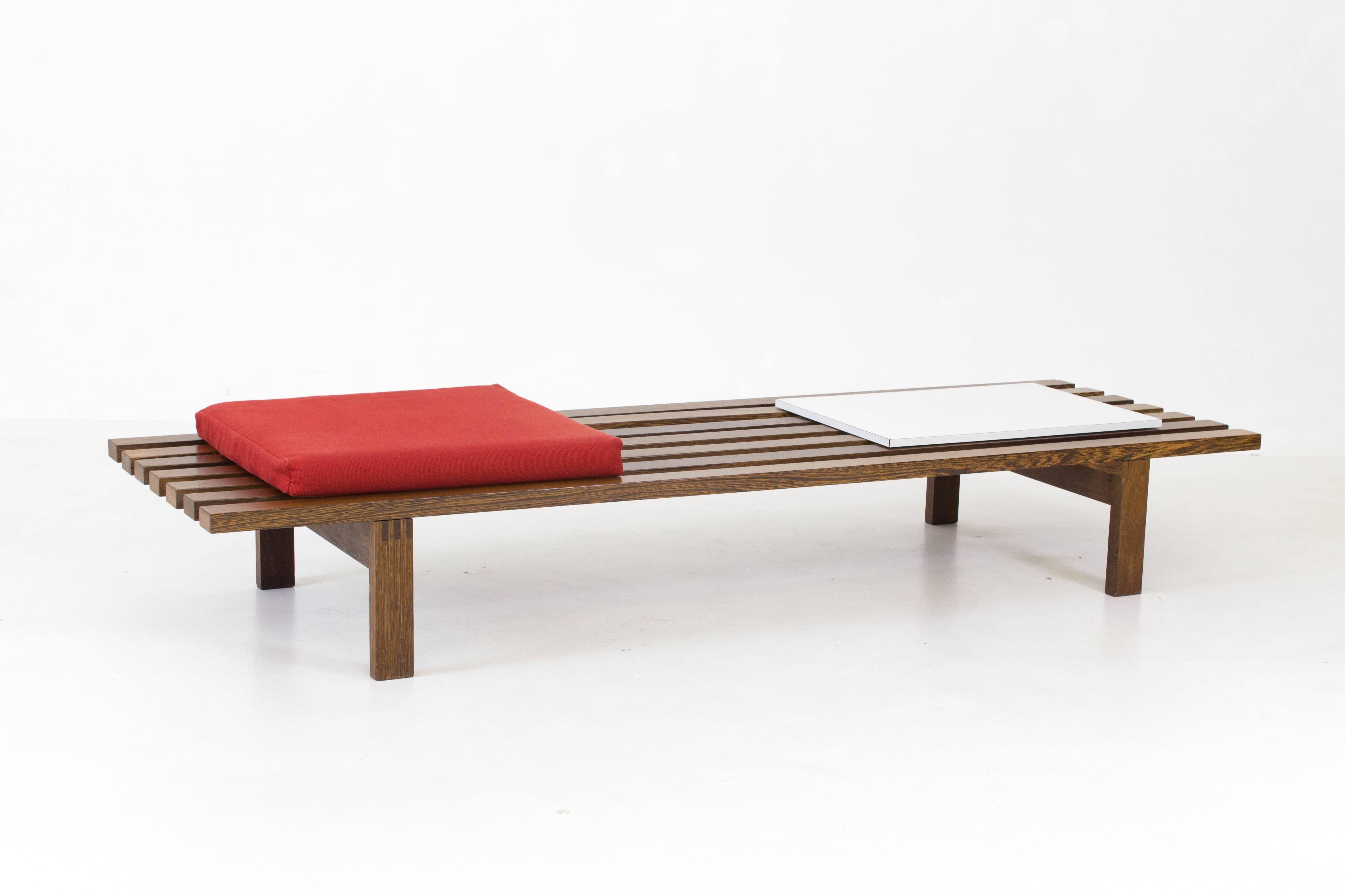 Laminated Large Wenge Mid-Century Modern Slat Bench by Martin Visser for 't Spectrum