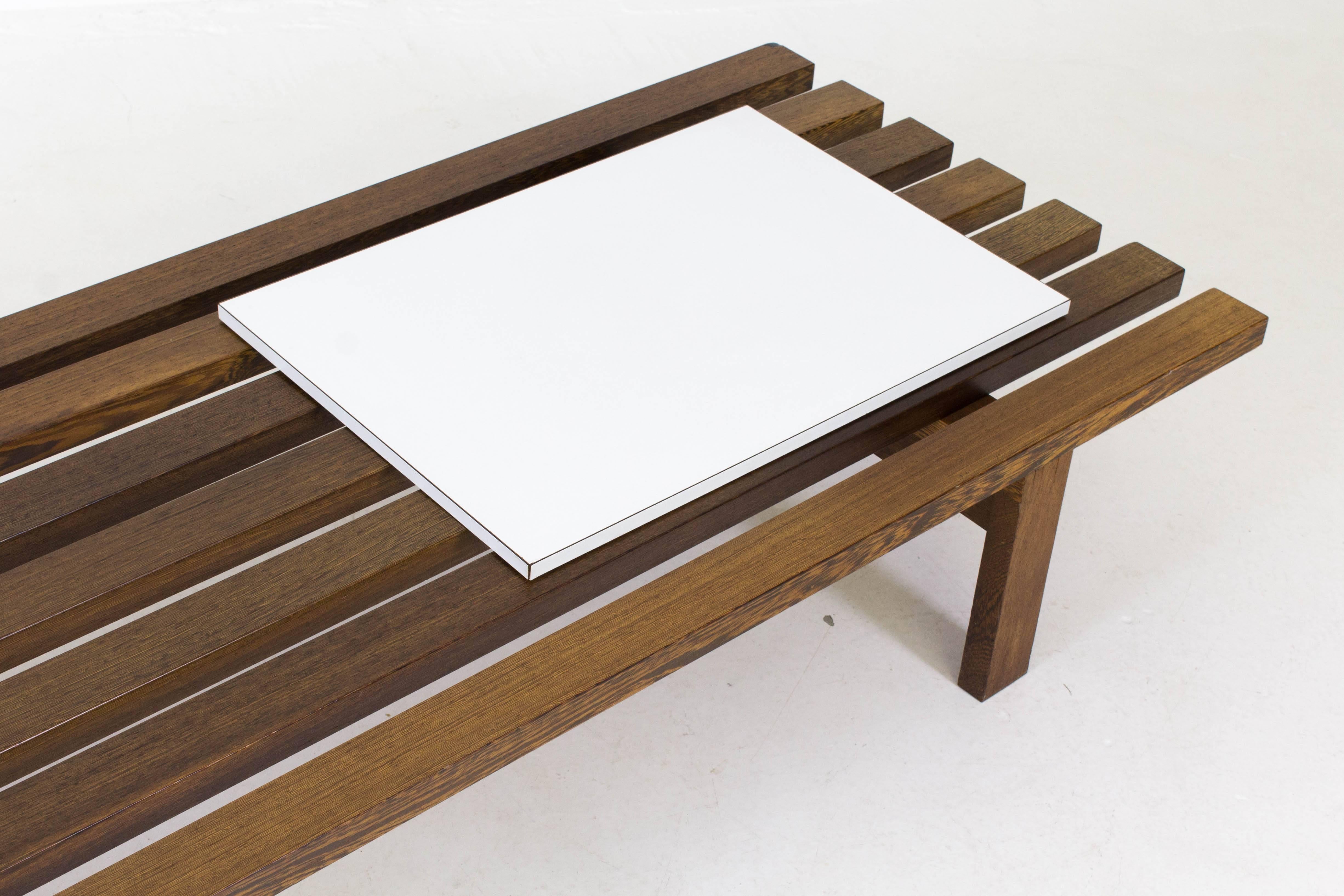 Wood Large Wenge Mid-Century Modern Slat Bench by Martin Visser for 't Spectrum