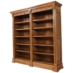 Large Oak Dutch Art Nouveau Open Bookcase, 1900s