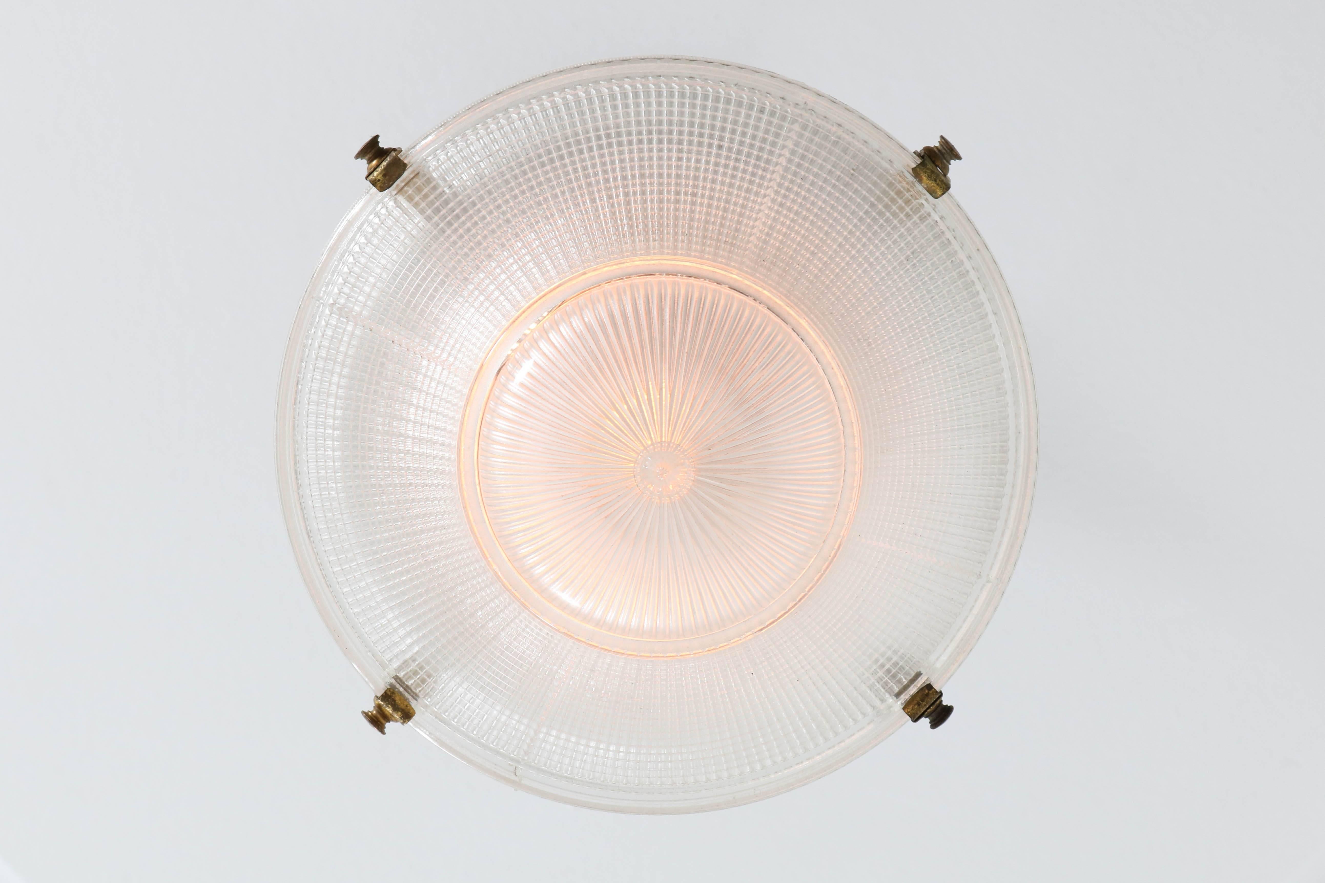 Industrial Three-Piece Holophane Pendant Light, 1915