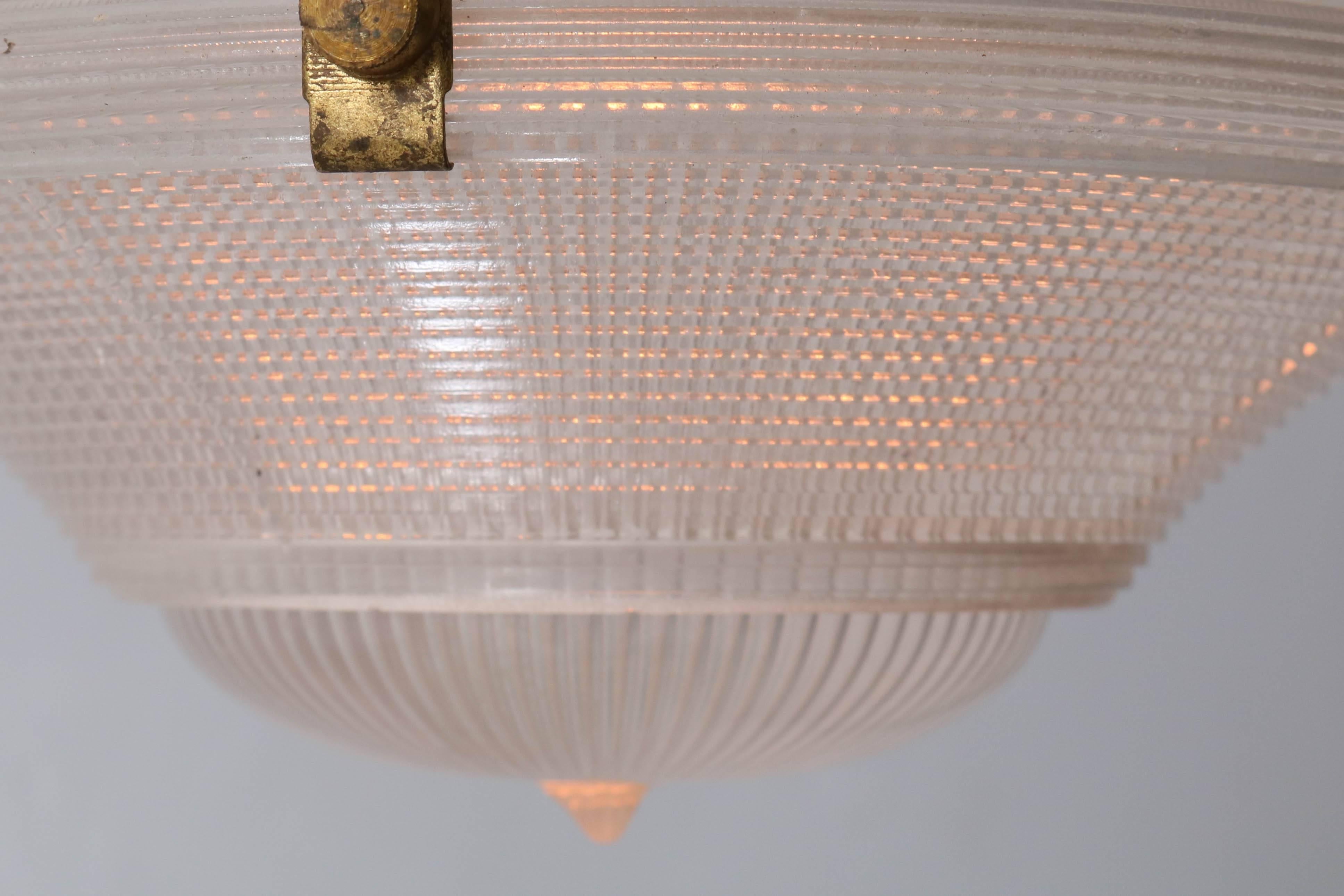 Three-Piece Holophane Pendant Light, 1915 In Good Condition In Amsterdam, NL