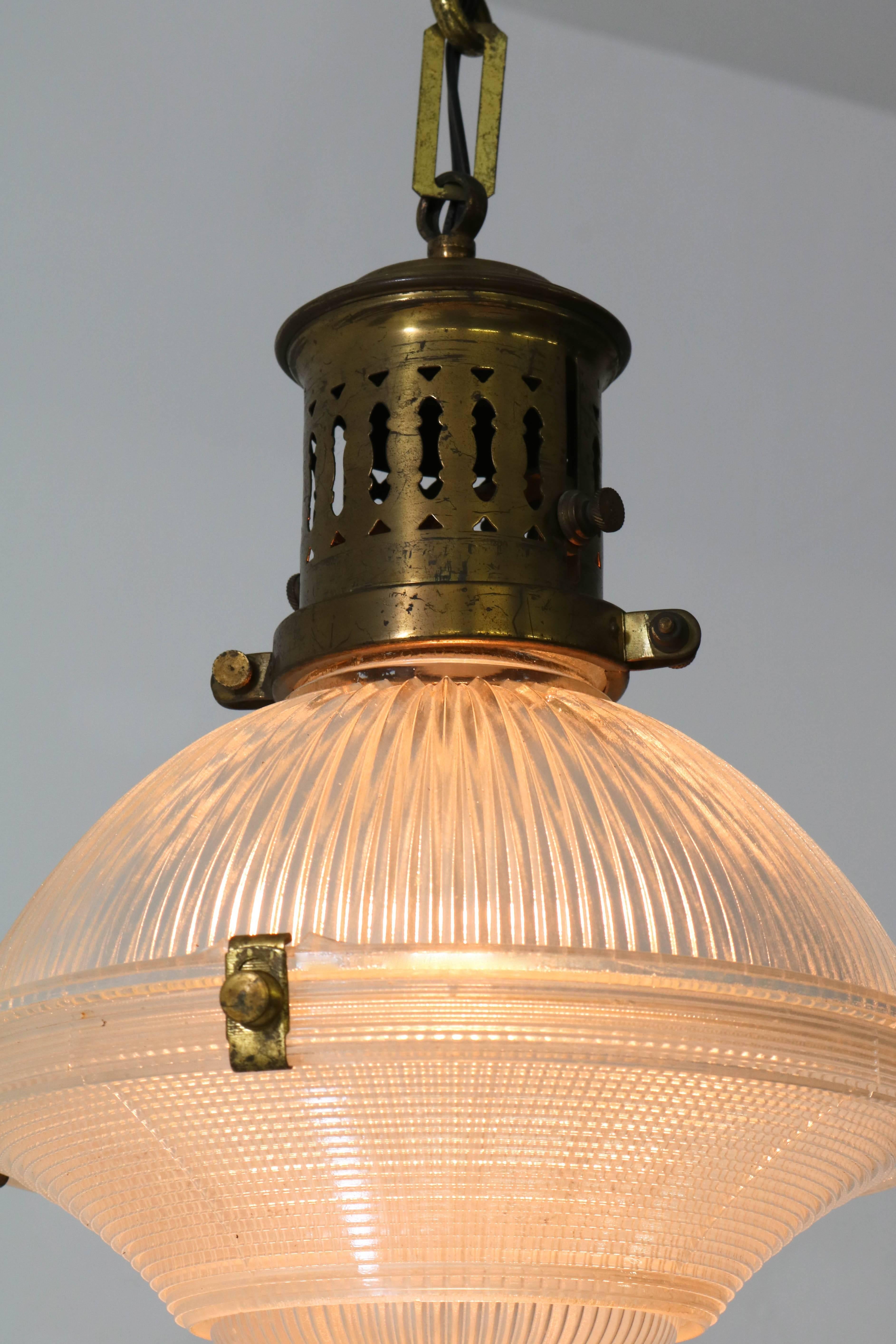 Three-Piece Holophane Pendant Light, 1915 3