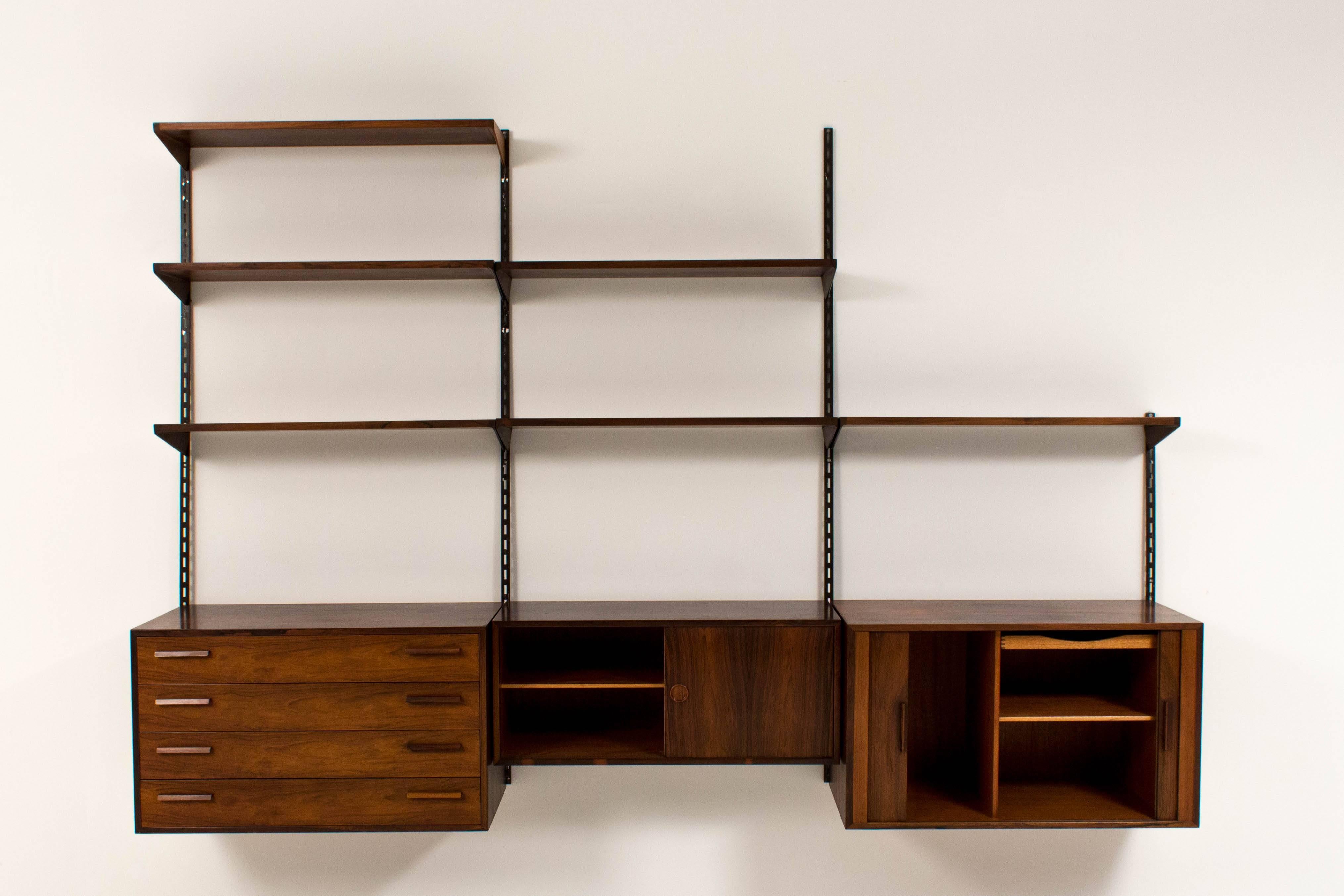  Stylish Wall-Mounted Shelving Unit by Kai Kristiansen for FM Møbler In Good Condition In Amsterdam, NL