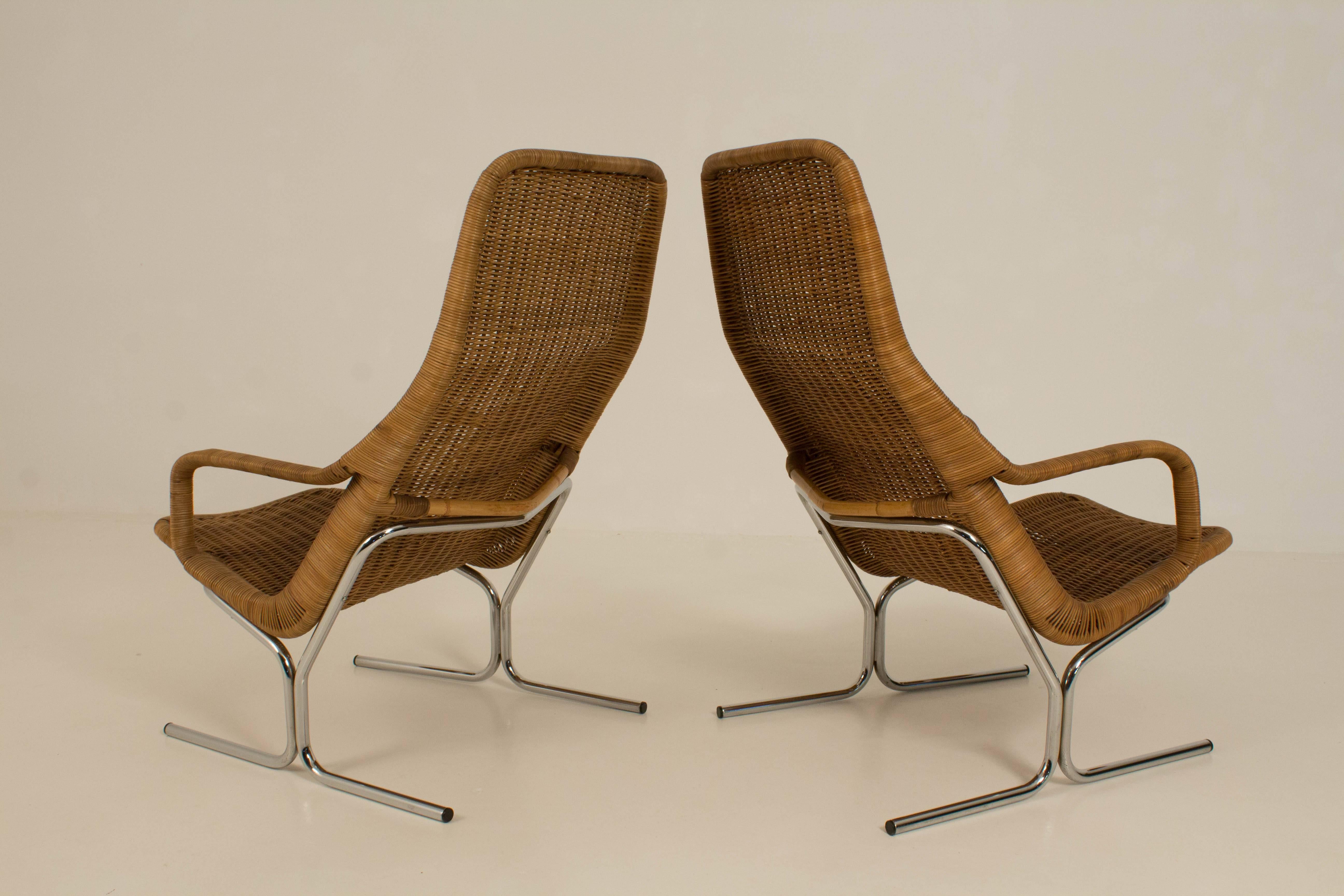 Mid-20th Century Pair of Mid-Century Modern Lounge Chairs Model 514 C by Dirk Van Sliedregt