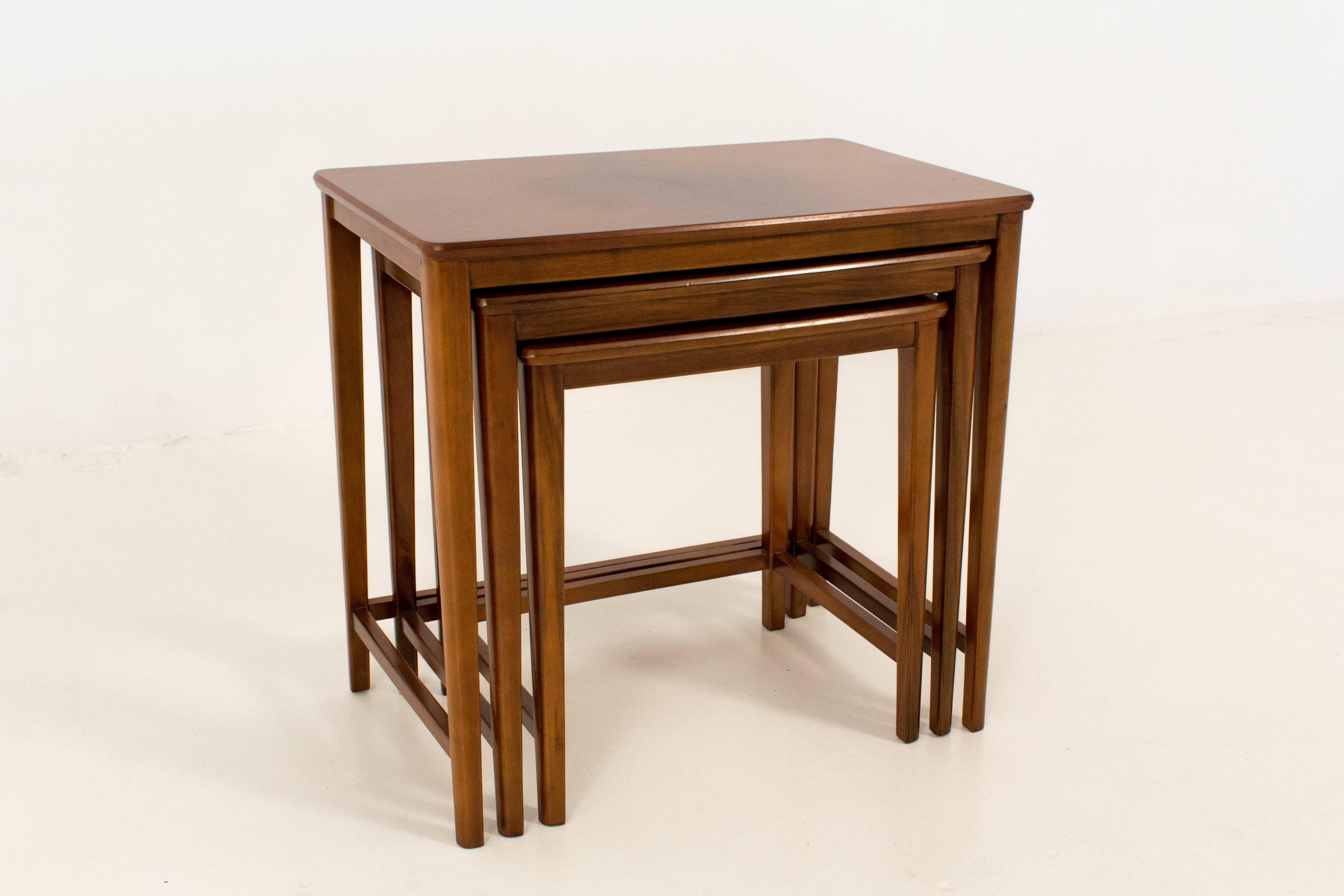 Walnut Mid-Century Modern Nesting Tables by A. A. Patijn for Zijlstra