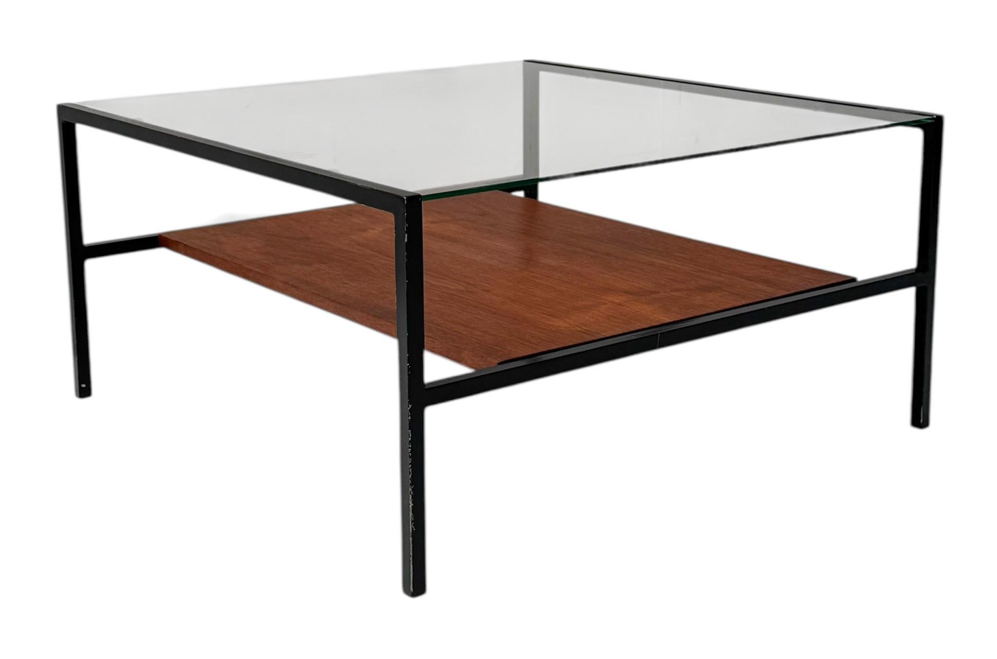 Milieu du XXe siècle Table basse moderne du milieu du siècle, style Cees Braakman, avec plateau en verre, années 1950 en vente