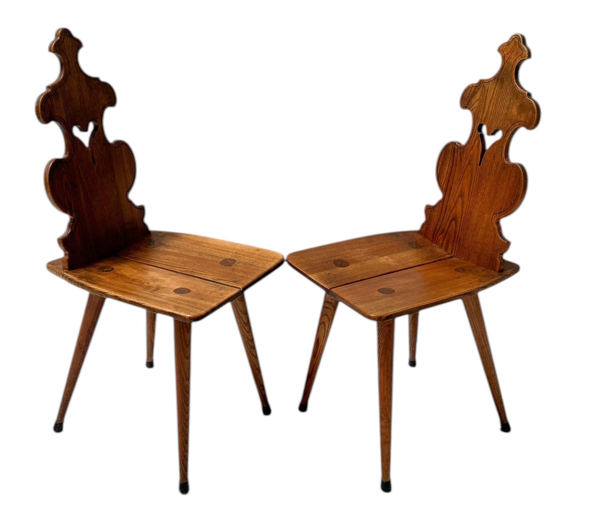 Vier brutalistische Tiroler oder Schweizer Bergstühle, 1950er Jahre im Angebot 3