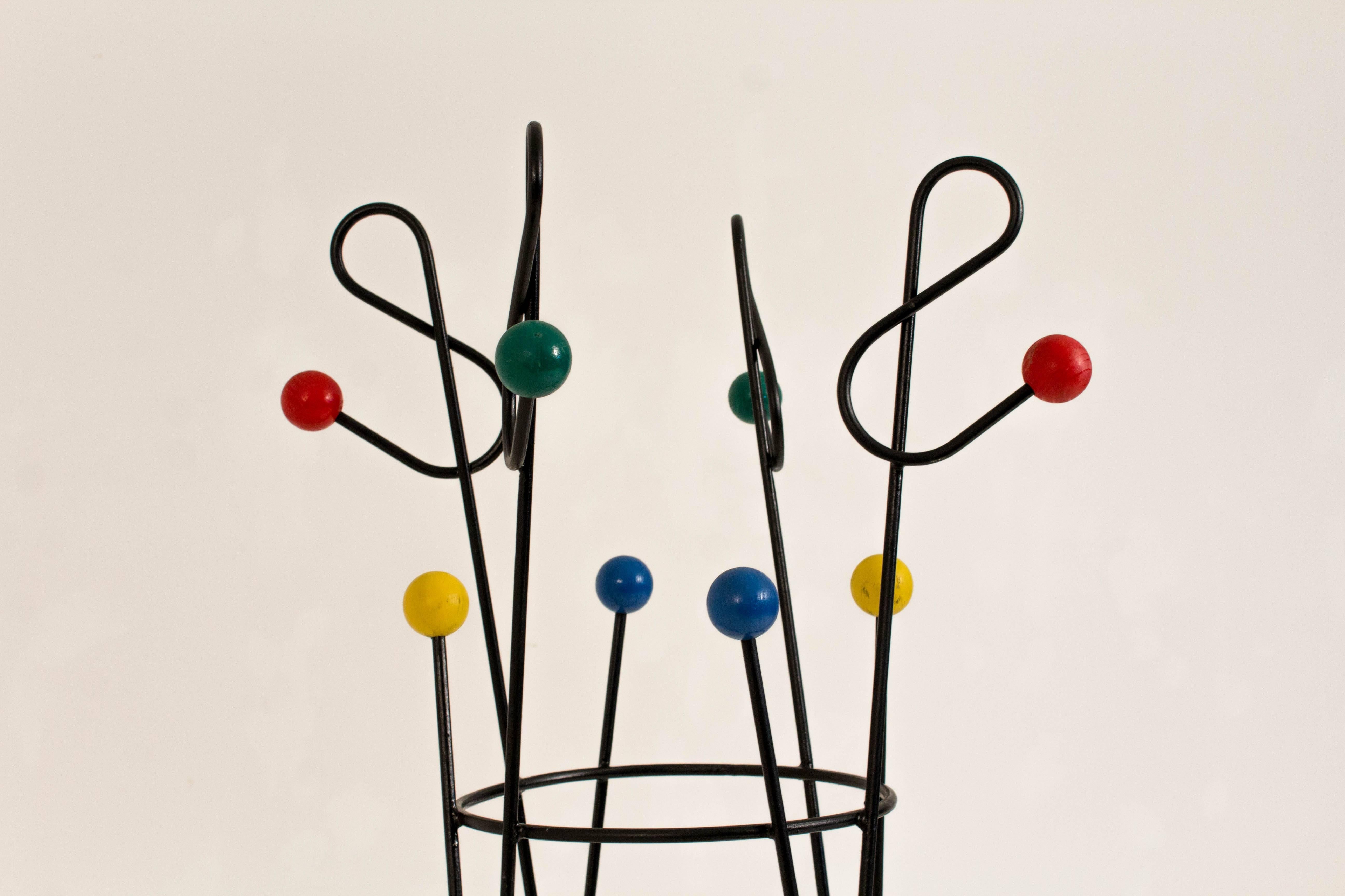 Lacquered Mid-Century Modern French Iron Coat Stand by Roger Feraud
