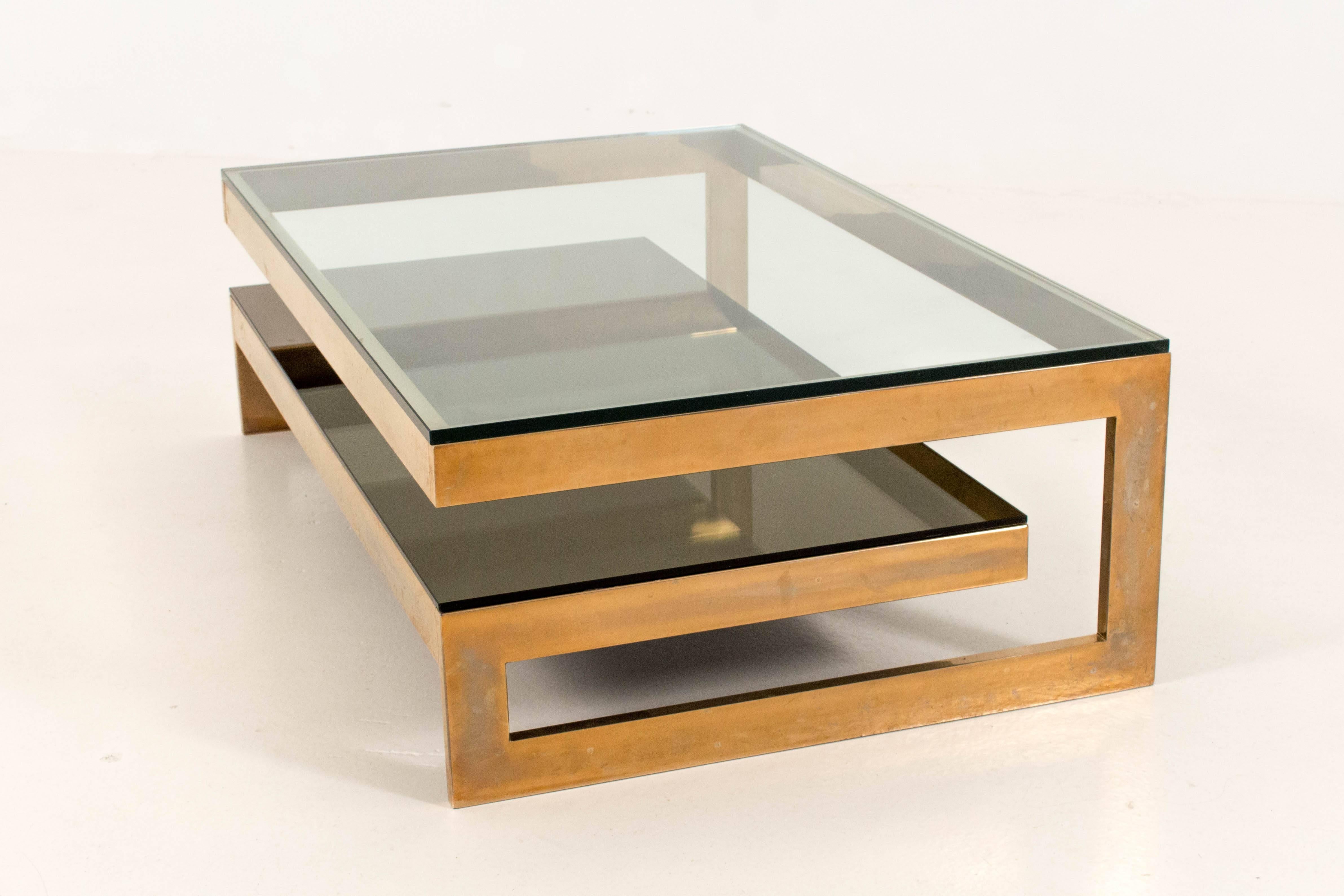 Plated Elegant Belgium Mid-Century Modern Coffee Table, 1970s