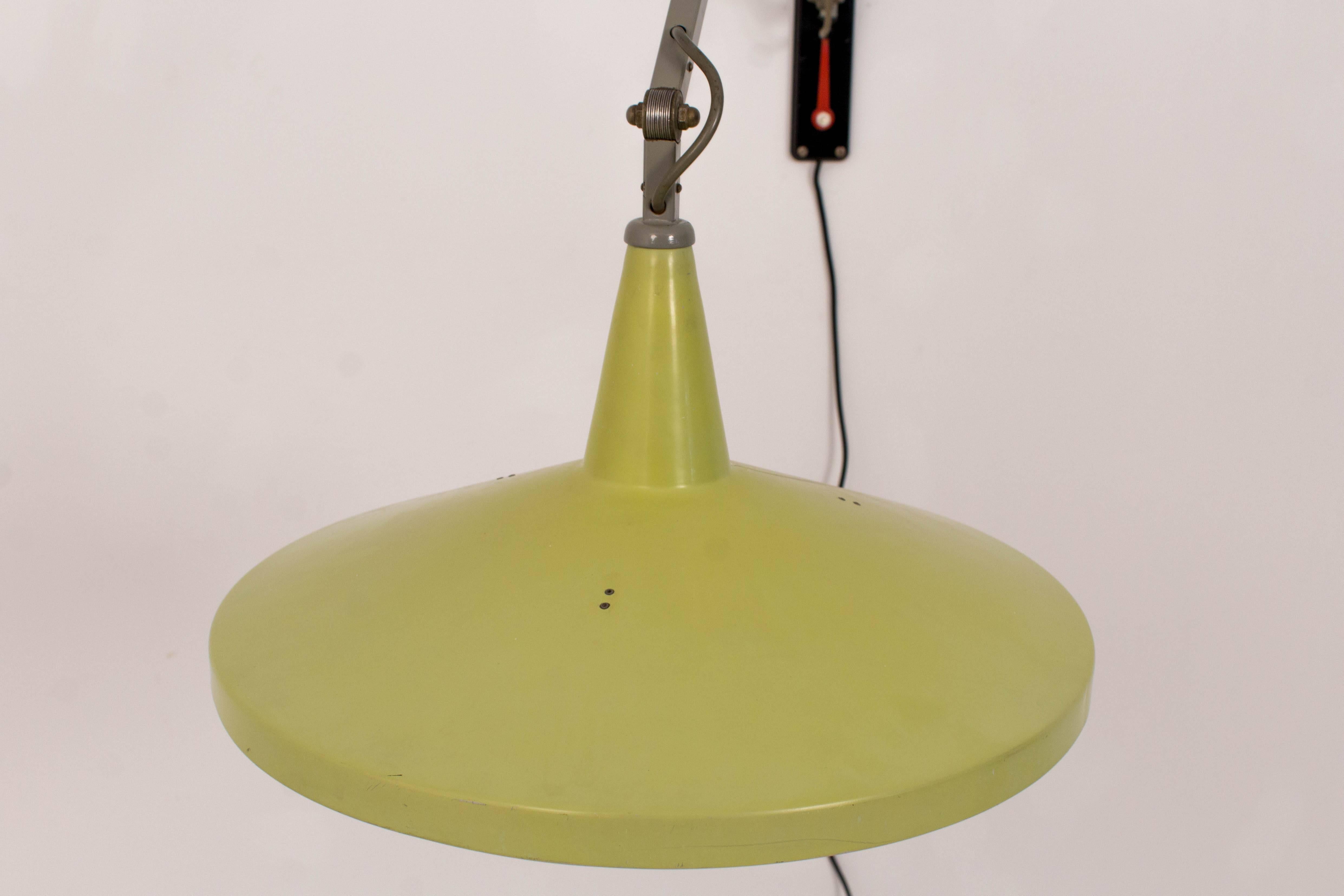 Mid-Century Modern Rare Lime Color Panama Wall Lamp by Wim Rietveld for Gispen