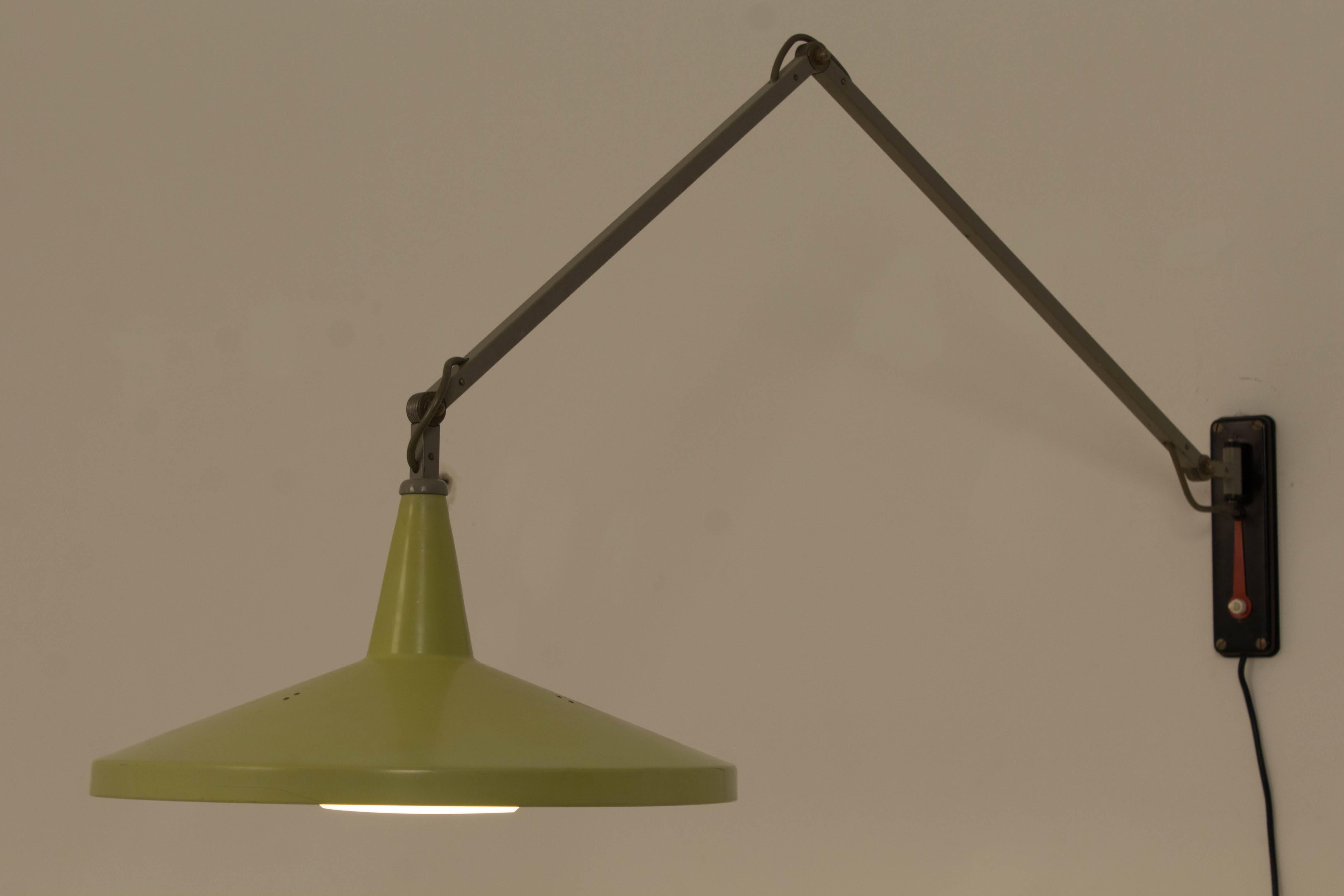 Mid-20th Century Rare Lime Color Panama Wall Lamp by Wim Rietveld for Gispen