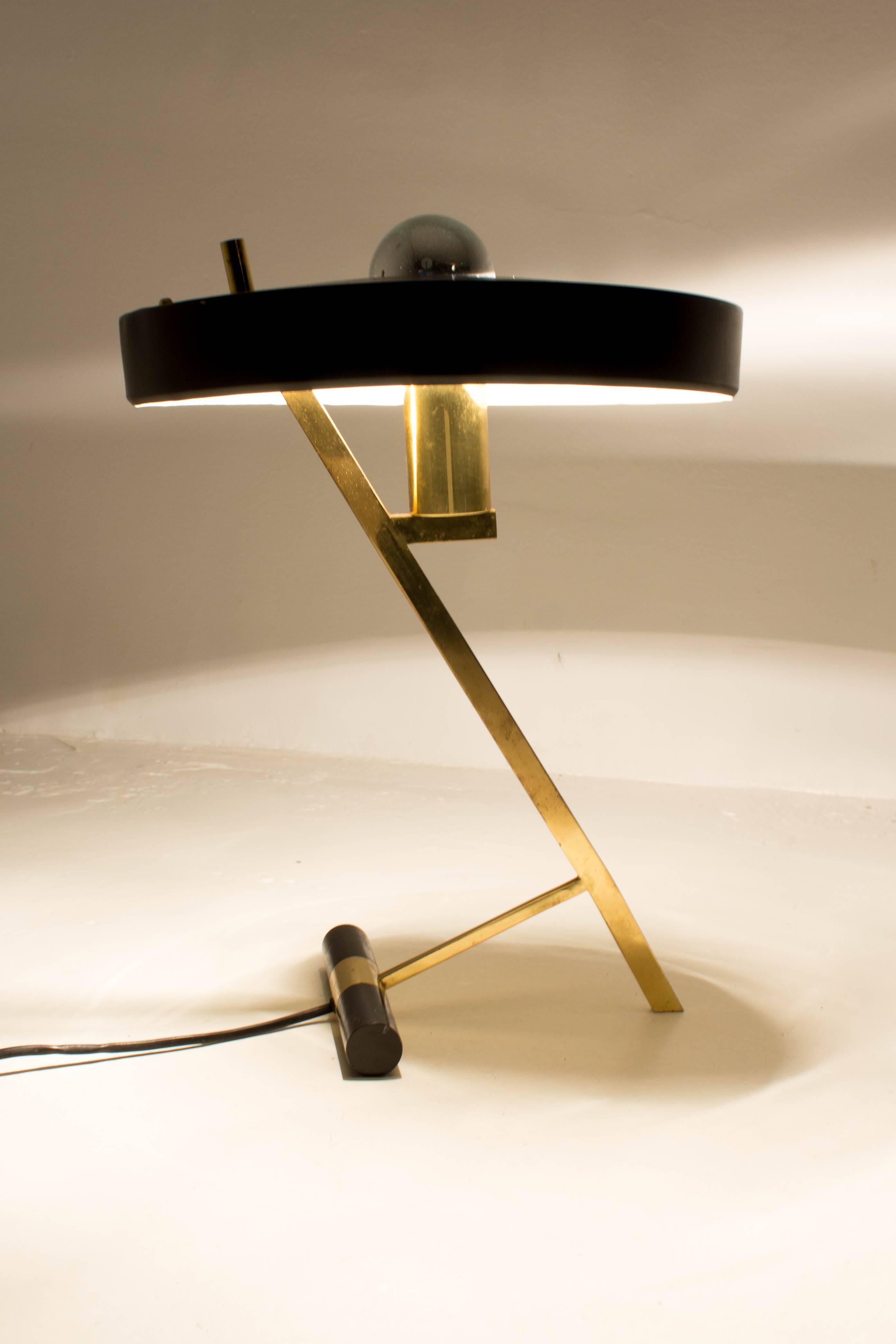 Brass Pair of Z-Shaped Desk Lamps by Louis Kalff for Philips