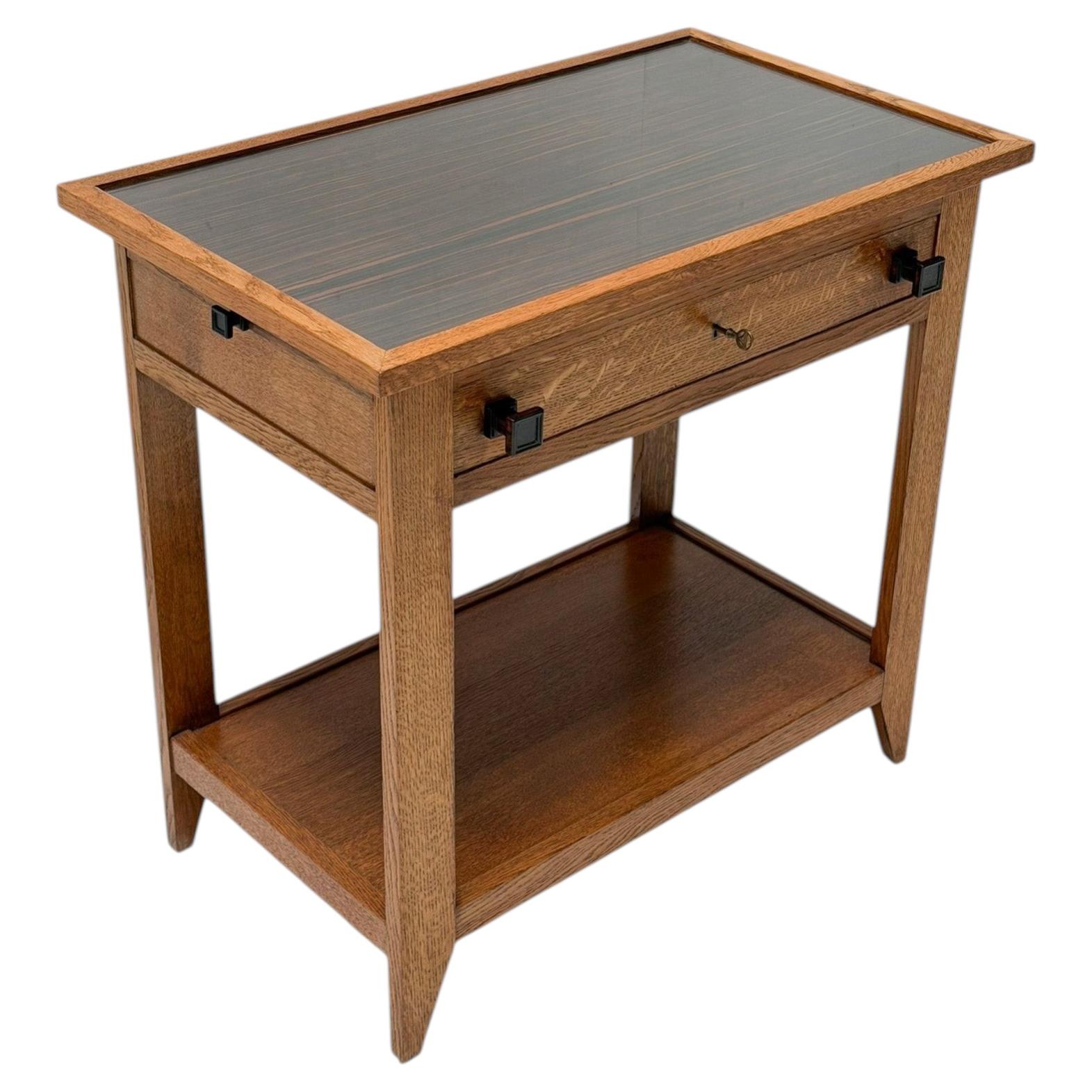 Art Deco Serving Table by Hendrik Wouda, 1924, Solid Oak & Ebony For Sale