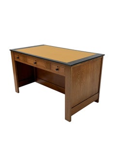 Art Deco Free-Standing Desk by J.A. Muntendam, Oak & Ebony, 1920s