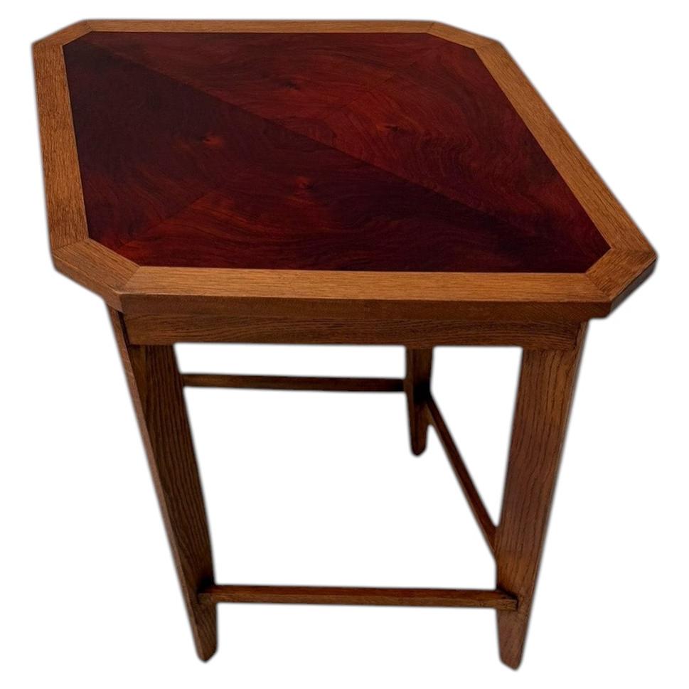1920s Art Deco Octagonal Side Table by Paul Bromberg, Oak & Walnut For Sale